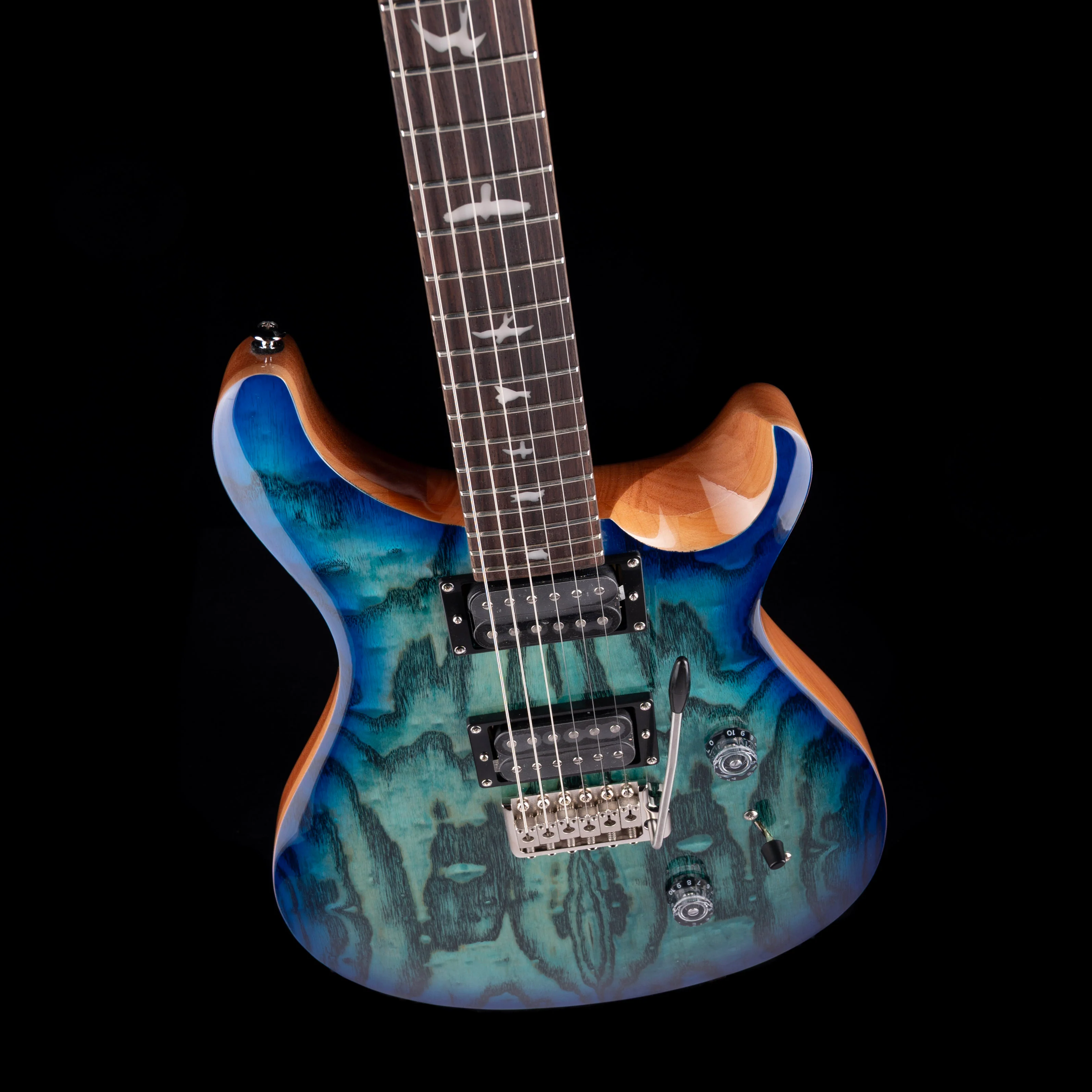 PRS SE Exotic Custom 24 Burled Ash Lake Blue With Gig Bag - Image 3