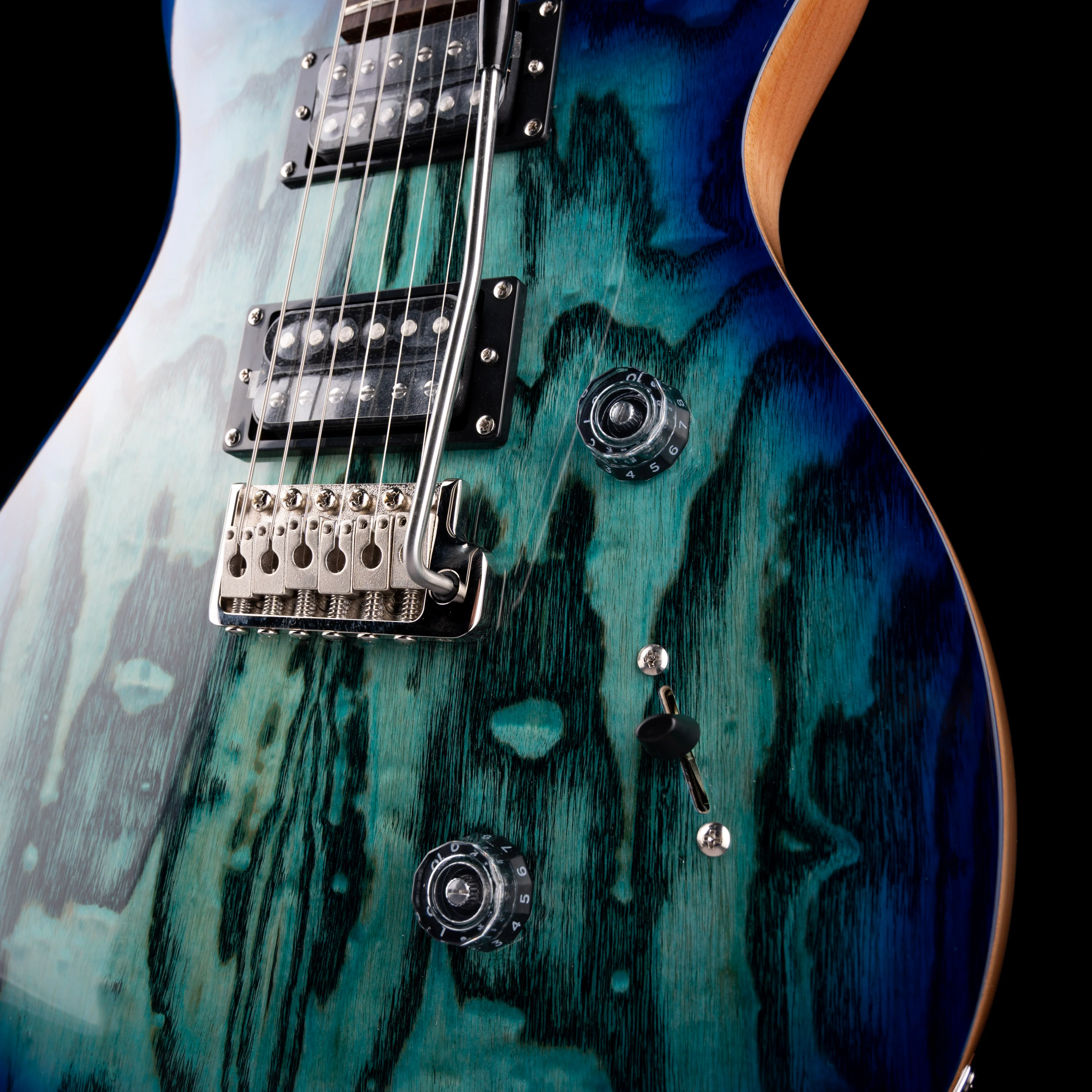 PRS SE Exotic Custom 24 Burled Ash Lake Blue With Gig Bag - Image 5