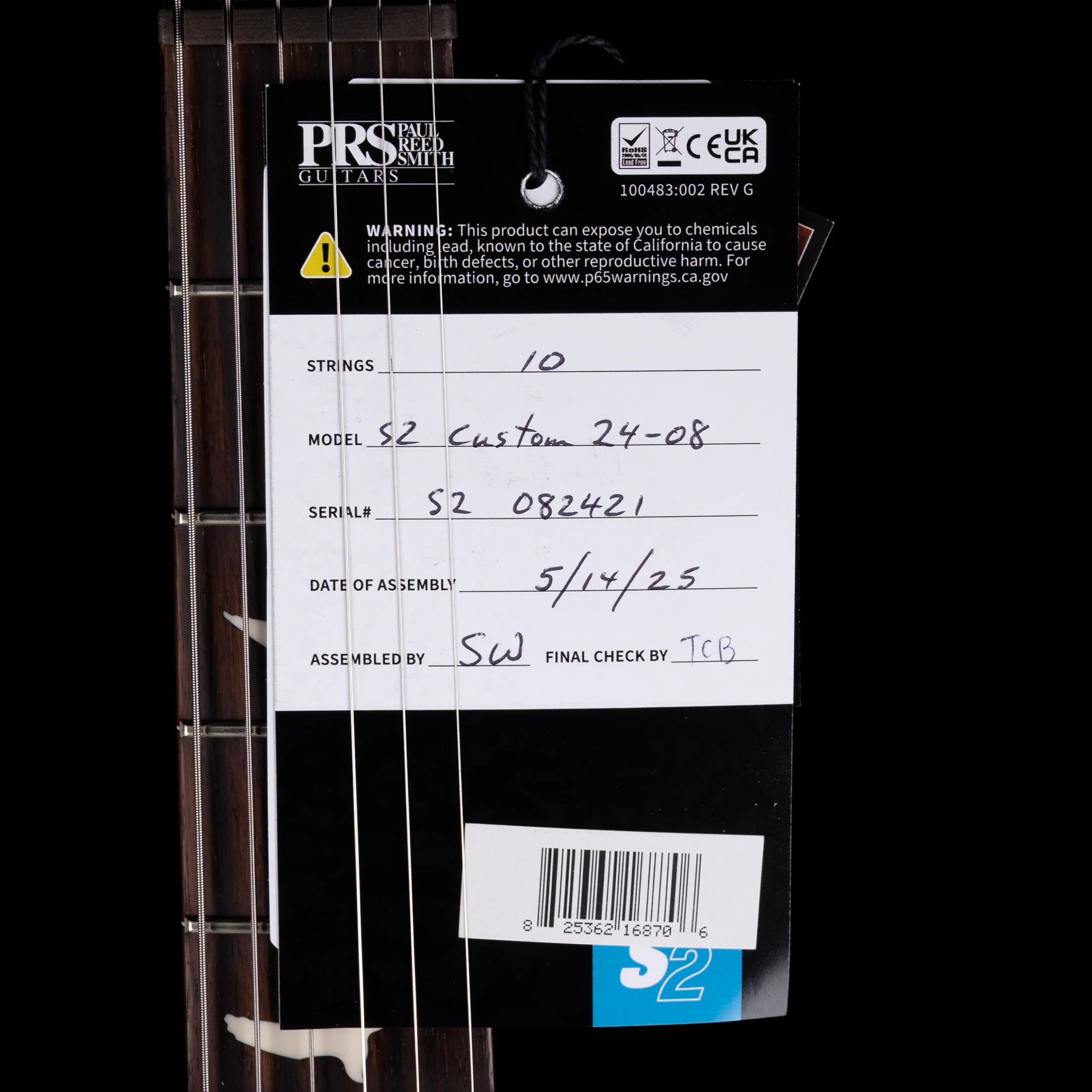 PRS S2 Custom 24-08 Black Amber Electric Guitar With Bag - Image 14