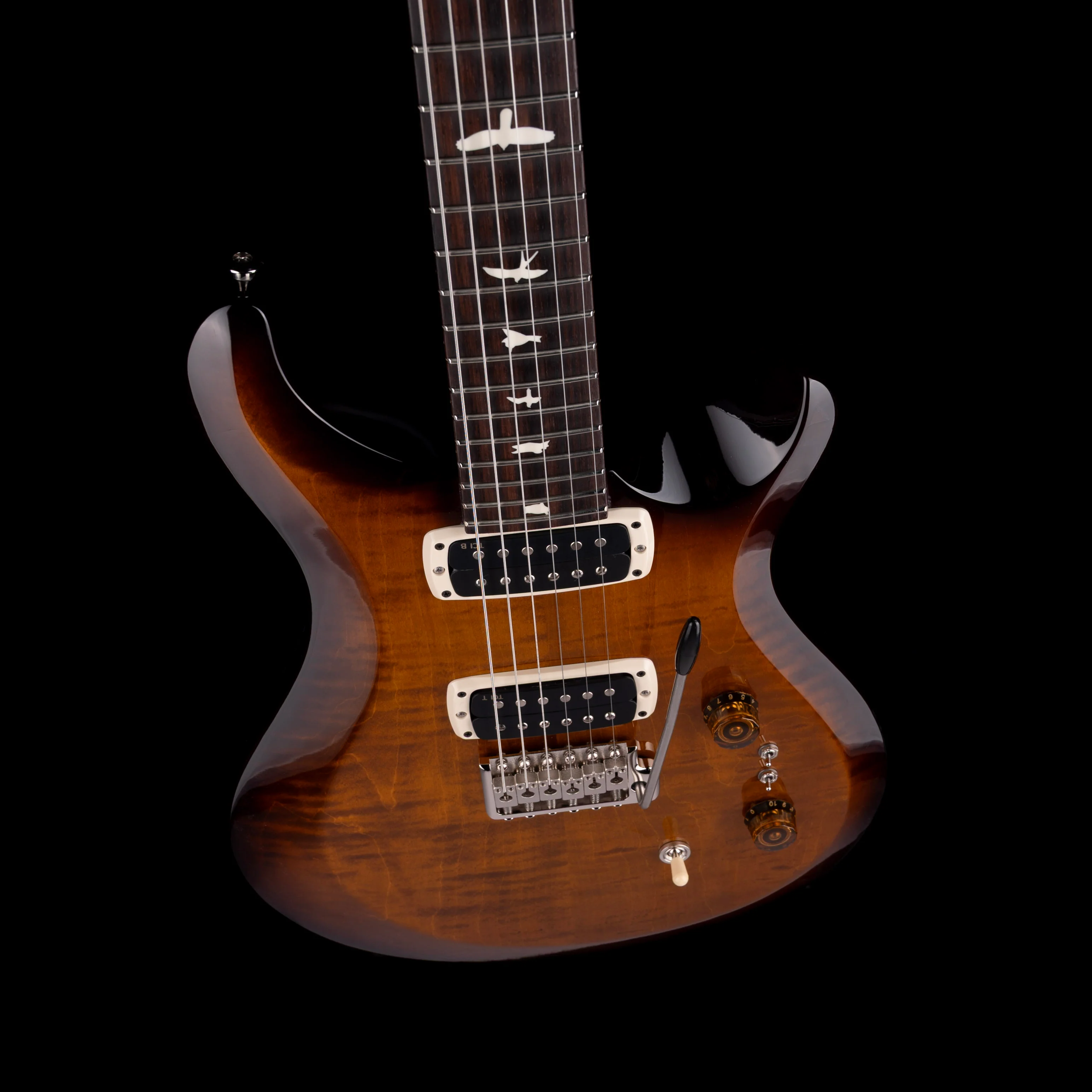 PRS S2 Custom 24-08 Black Amber Electric Guitar With Bag - Image 3