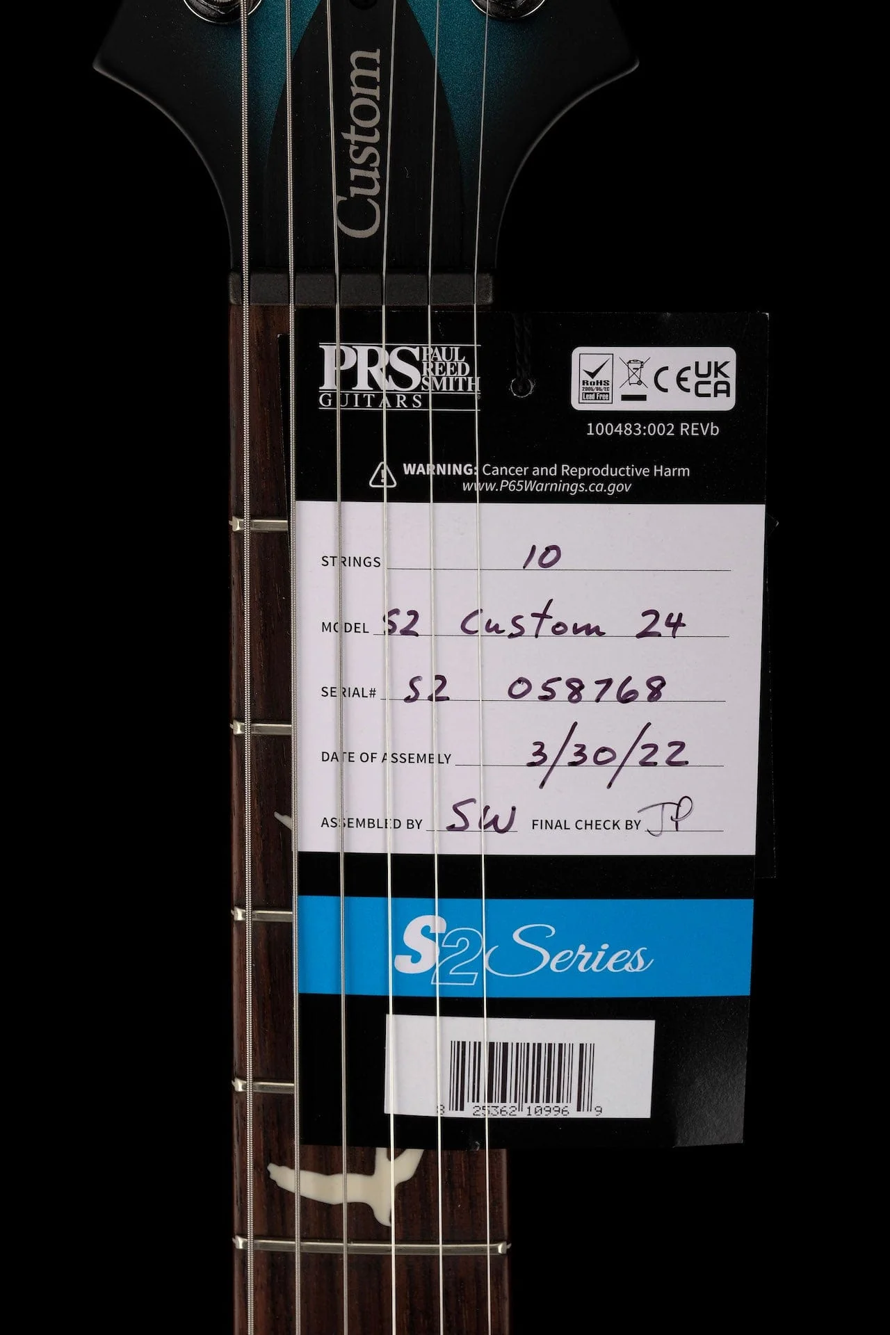 PRS S2 Custom 24 Custom Color Satin Frost Blue Metallic Smokeburst With Bag - Image 18