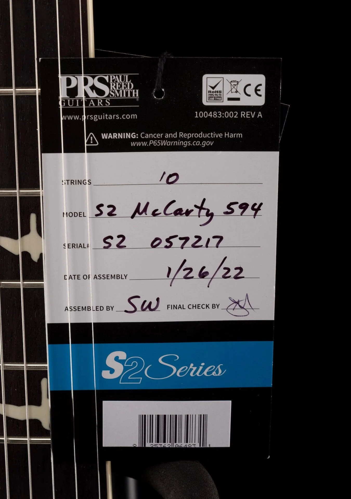 PRS S2 McCarty 594 Custom Color Eriza Verde Smokeburst with Gig Bag - Image 17