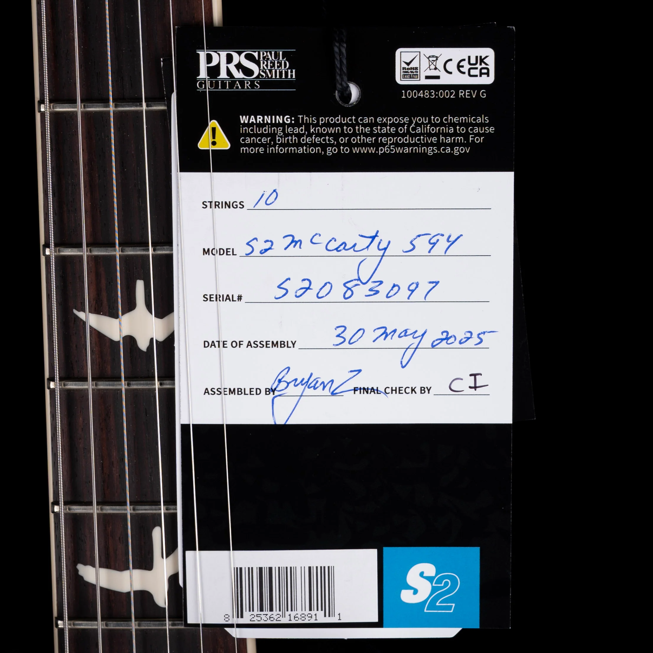 PRS S2 McCarty 594 Fire Red Burst Electric Guitar With Gig Bag - Image 14