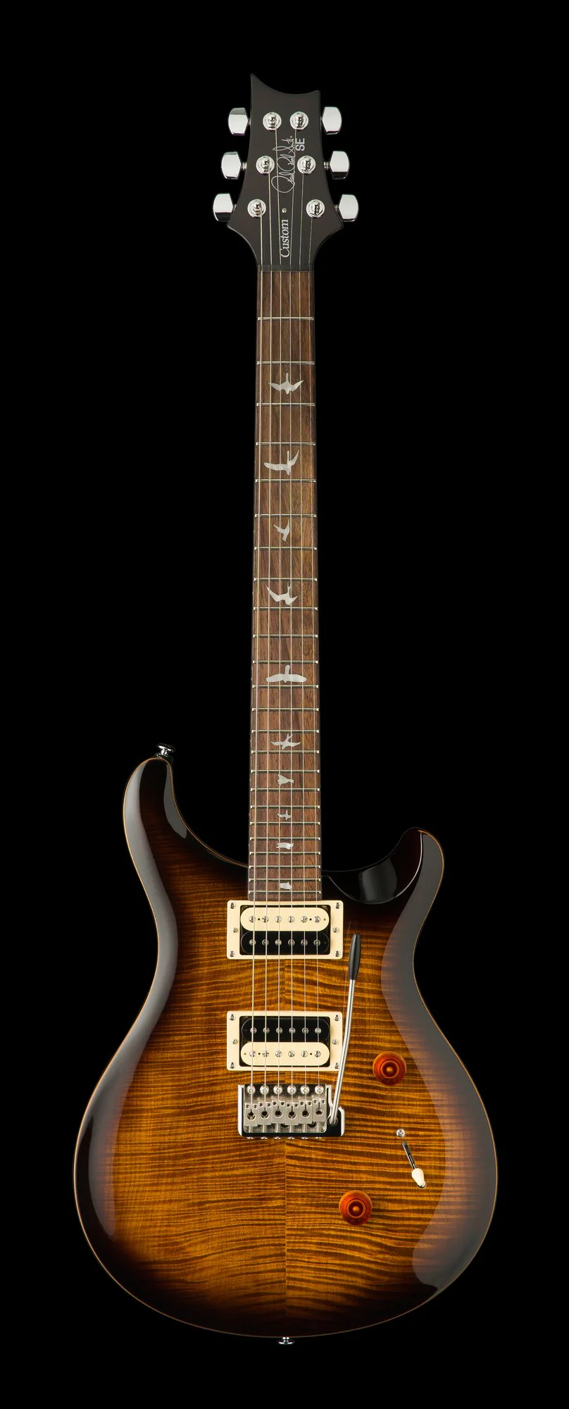 PRS SE Custom 24 Black Gold Sunburst Electric Guitar With Gig Bag - Image 2