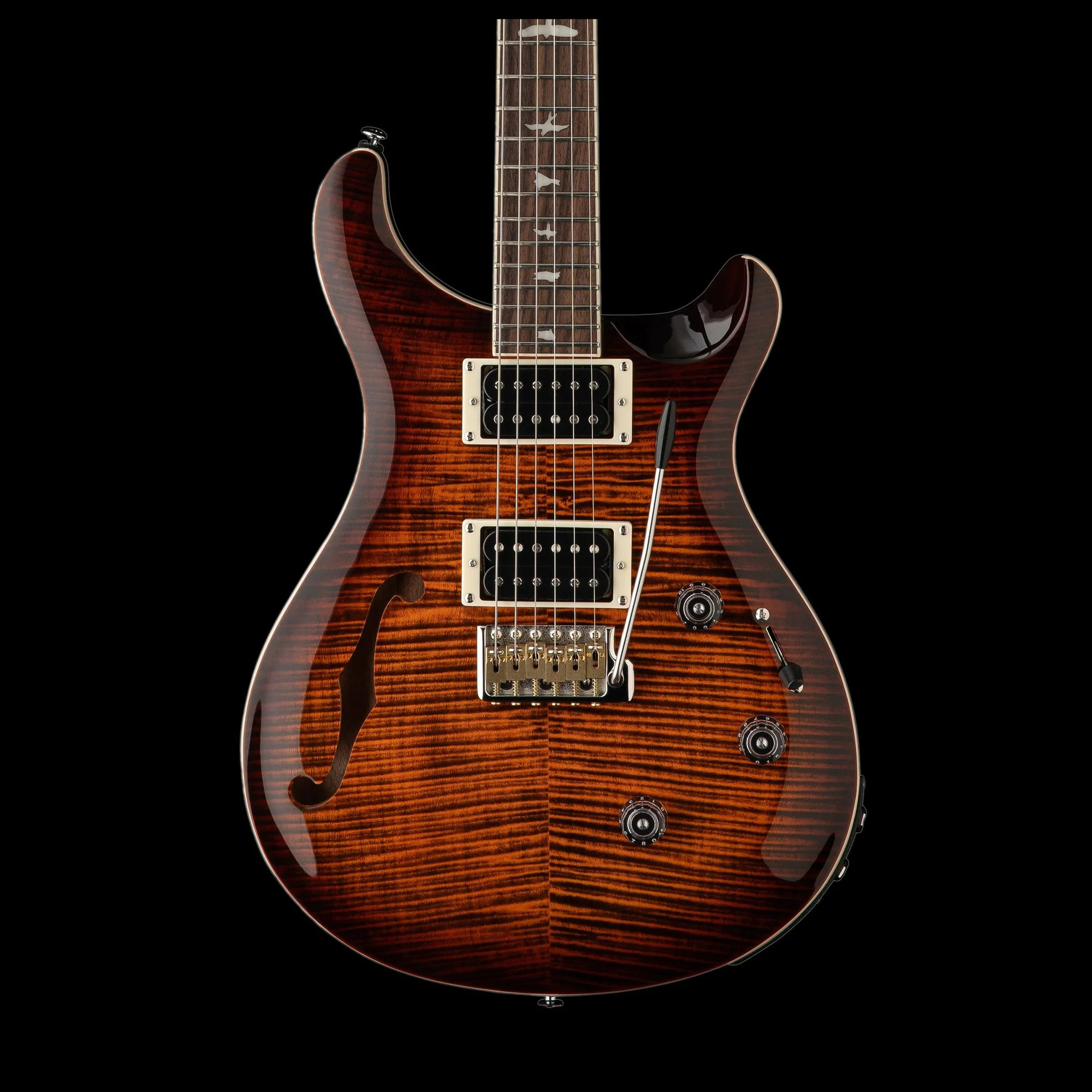 PRS SE Custom 24 Semi-Hollow Piezo Orange Tiger Smokeburst With Gig Bag