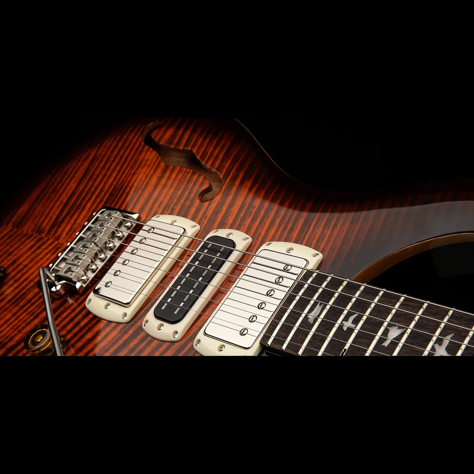 PRS SE Special Semi-Hollow Orange Tiger Smokeburst with Gig Bag - Image 6