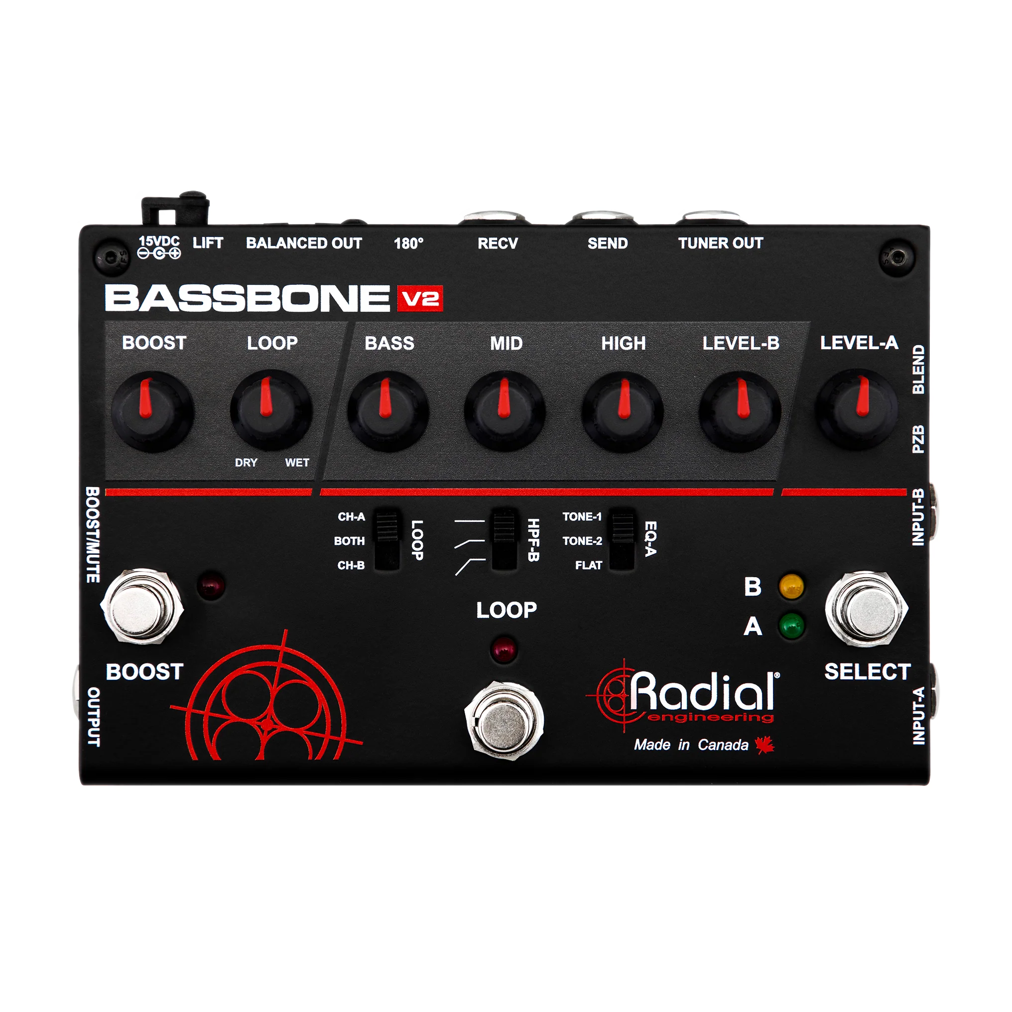 Radial Engineering Tonebone Bassbone V2 Channel Bass Preamp & DI Bass Effect Pedal