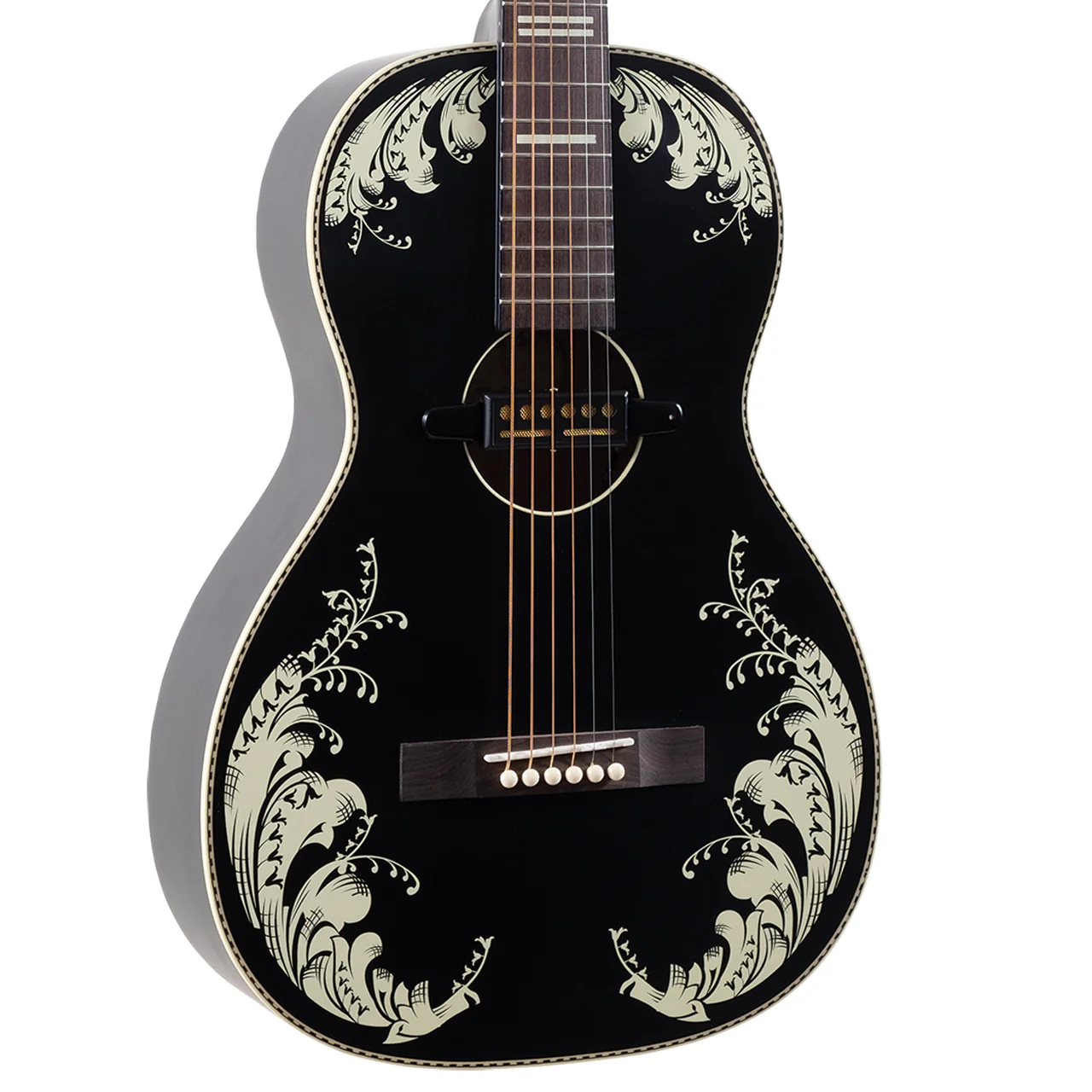 Recording King RPS-7L-E-MBK Dirty30s Series 7 0 Lily-of-the-Valley Guitar with Gold Foil Pickup
