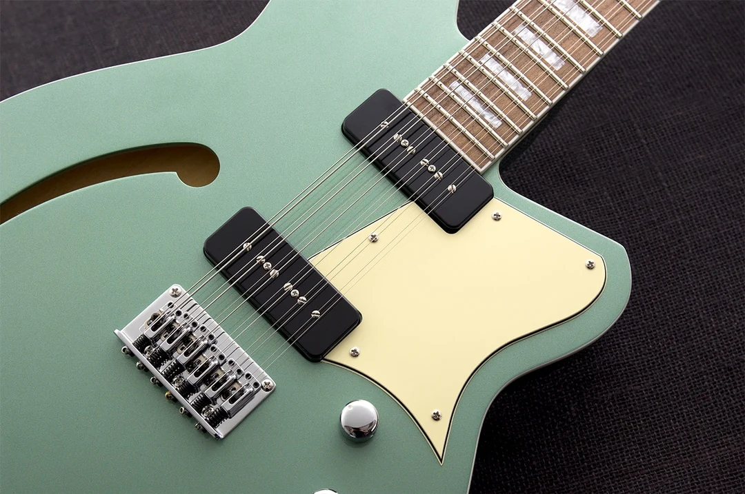 Reverend Airwave 12 String Semi Hollow Body Guitar Metallic Alpine - Image 3