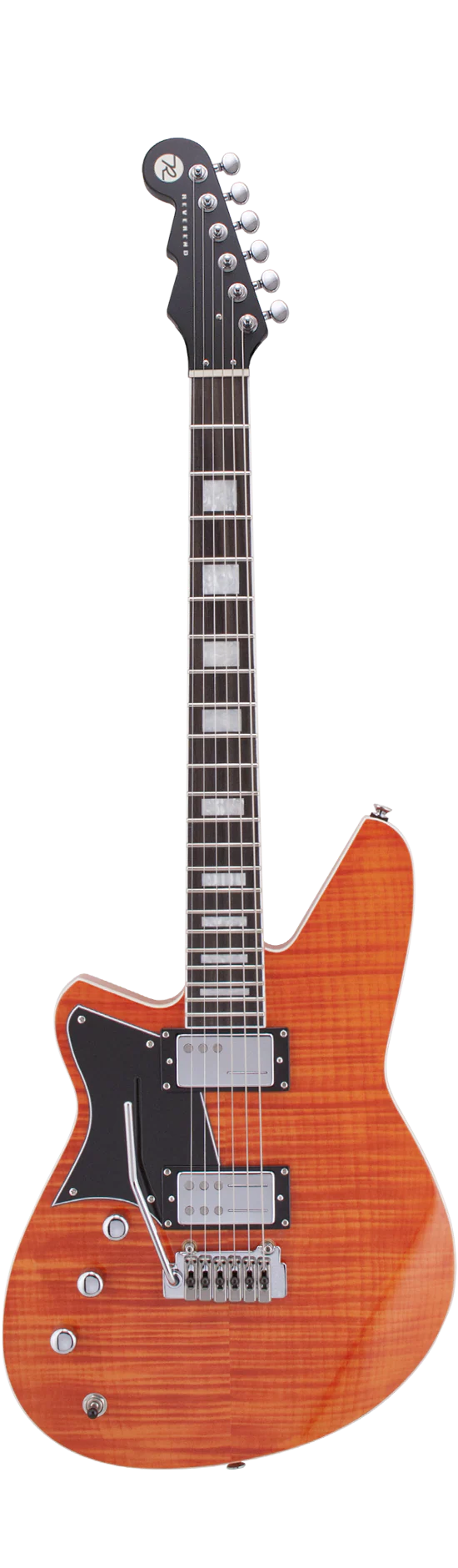 Reverend Bayonet RA HC Wilkinson Tremolo Electric Guitar Rock Orange Flame Maple Left-Handed - Image 2
