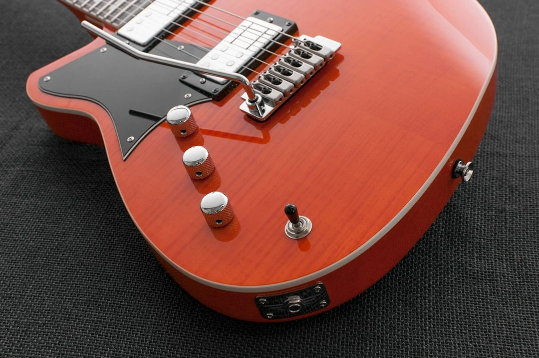 Reverend Bayonet RA HC Wilkinson Tremolo Electric Guitar Rock Orange Flame Maple Left-Handed - Image 5