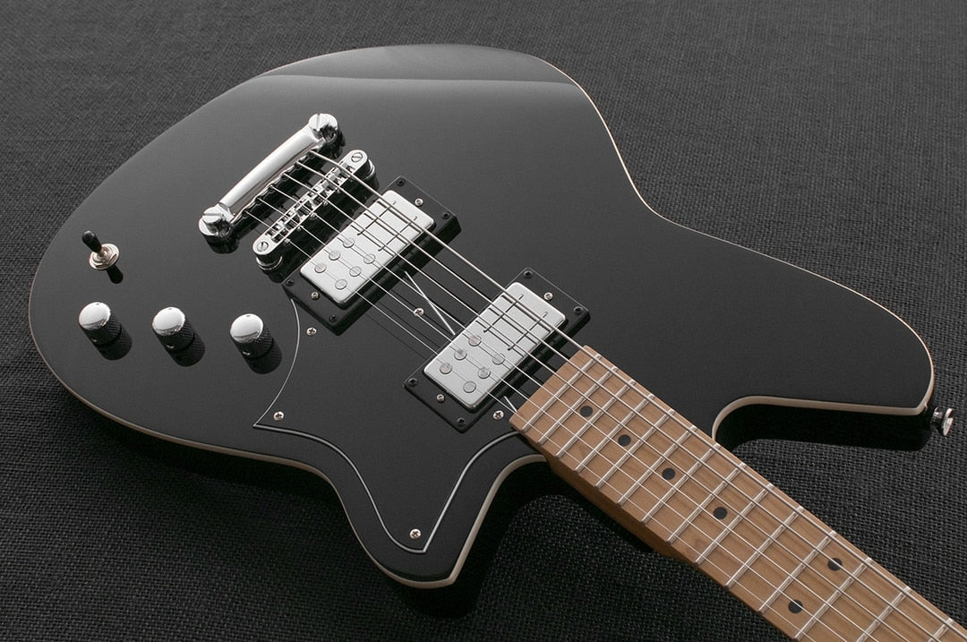 Reverend Descent RA Roasted Maple Neck Baritone Electric Guitar Midnight Black - Image 3