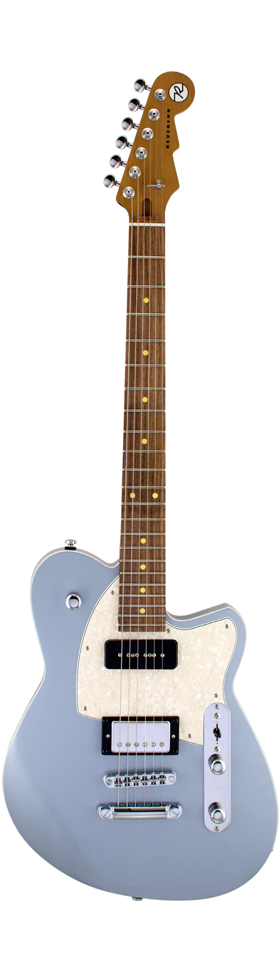 Reverend Double Agent OG Roasted Maple Neck Electric Guitar Silver Freeze - Image 2