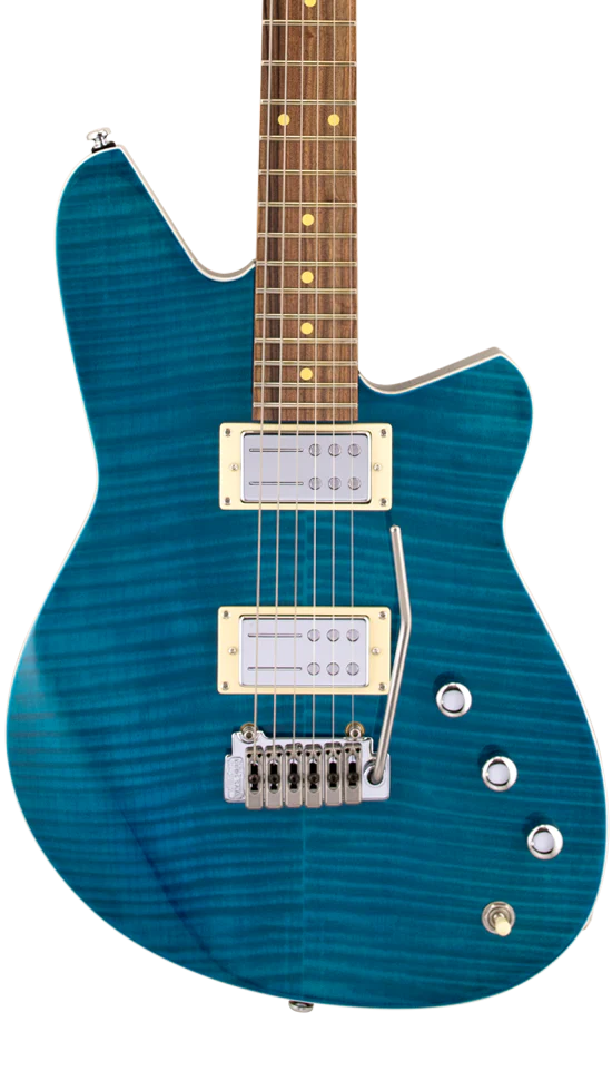 Reverend Kingbolt RA FM Roasted Maple Neck Electric Guitar Turquoise Flame Maple