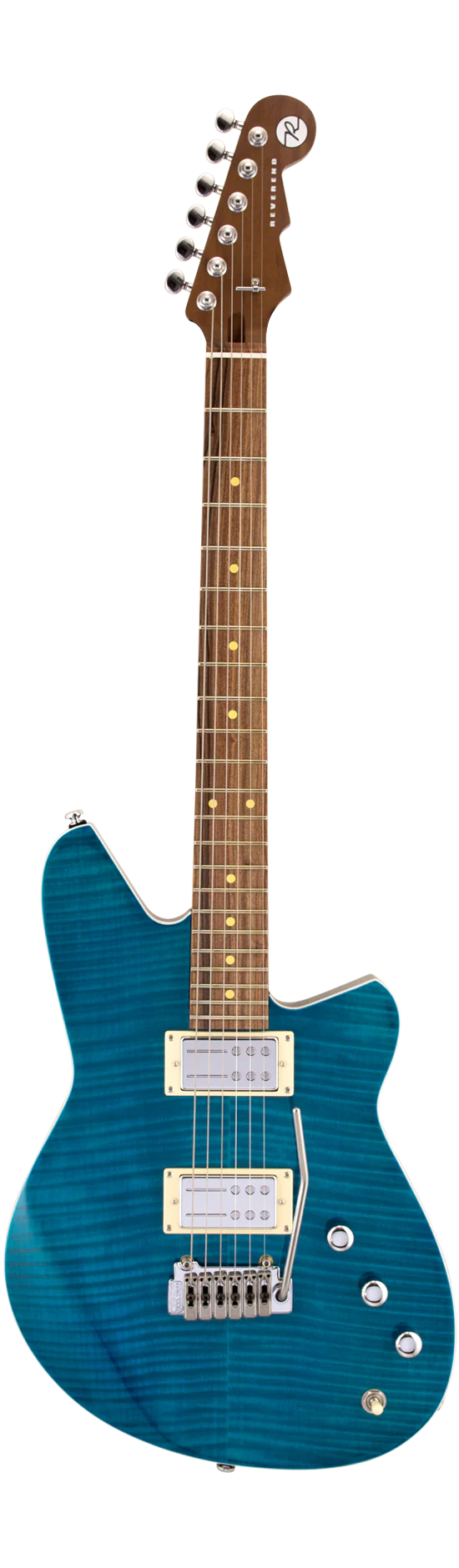 Reverend Kingbolt RA FM Roasted Maple Neck Electric Guitar Turquoise Flame Maple - Image 2