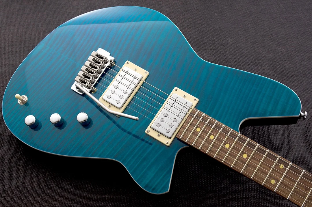Reverend Kingbolt RA FM Roasted Maple Neck Electric Guitar Turquoise Flame Maple - Image 3
