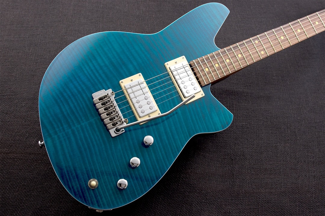 Reverend Kingbolt RA FM Roasted Maple Neck Electric Guitar Turquoise Flame Maple - Image 4