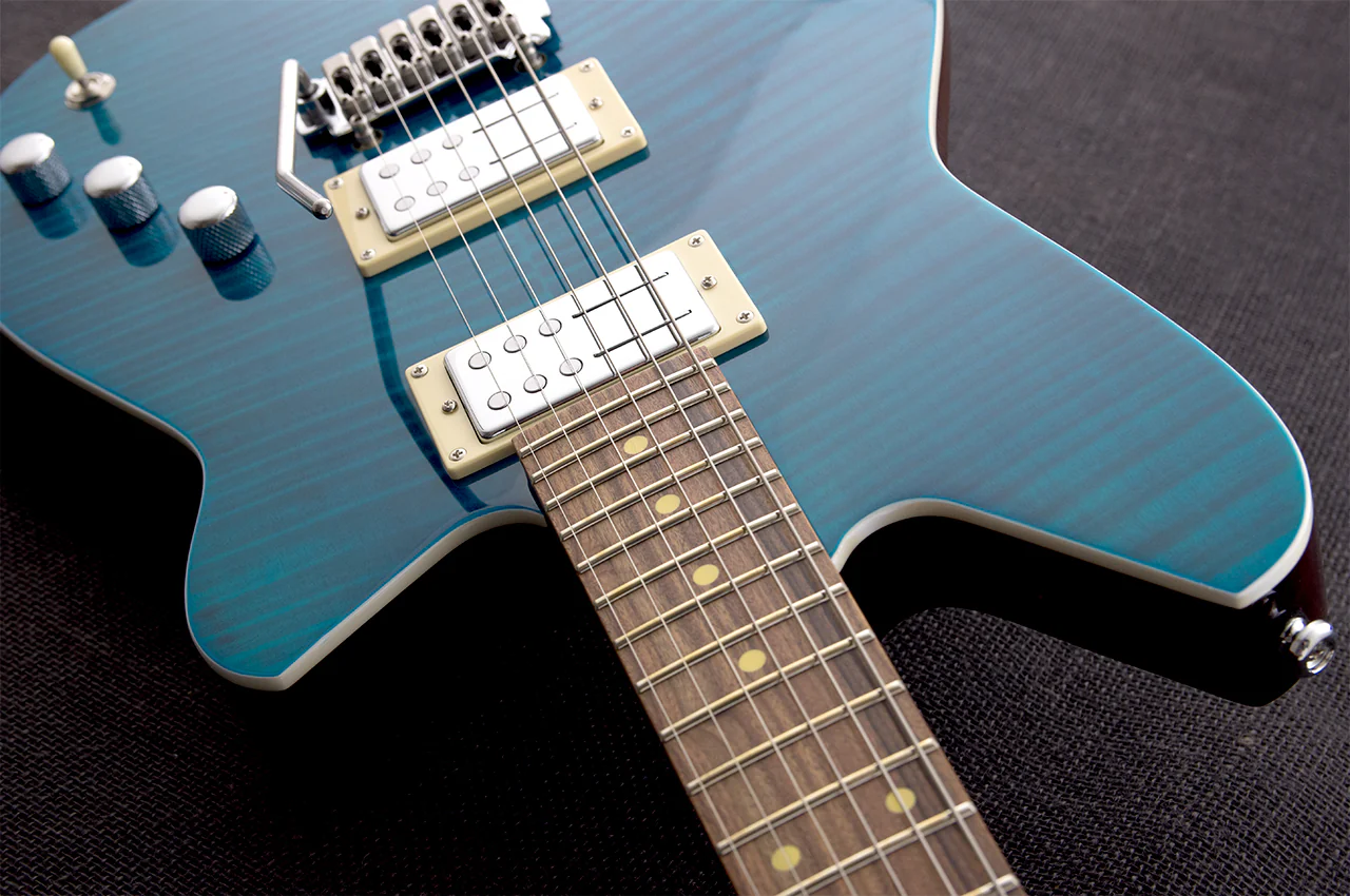 Reverend Kingbolt RA FM Roasted Maple Neck Electric Guitar Turquoise Flame Maple - Image 5