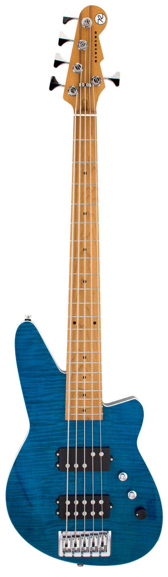 Reverend Mercalli 5FM 5 String Electric Bass Guitar Turquoise Flame Maple - Image 2