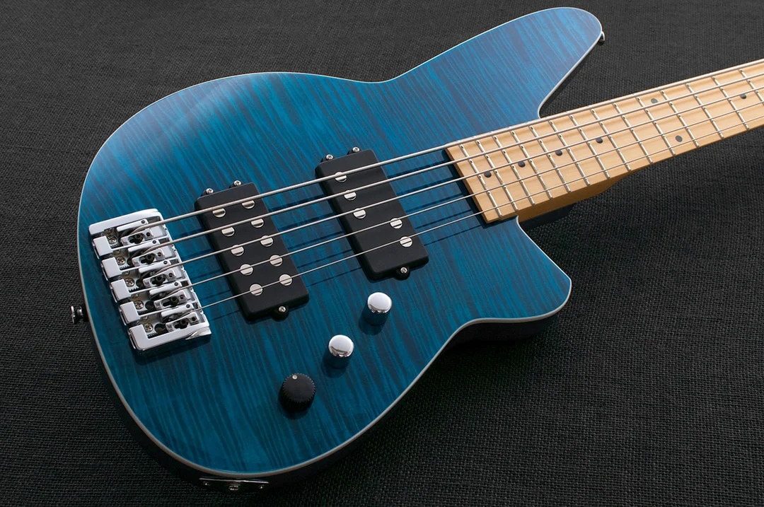 Reverend Mercalli 5FM 5 String Electric Bass Guitar Turquoise Flame Maple - Image 3