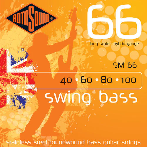 Rotosound SM66 Swing Bass Long Scale Hybrid Gauge 45-100 Stainless Steel Roundwound Bass Guitar Strings
