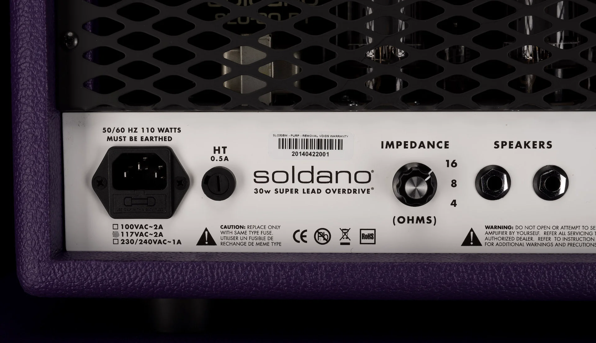 Soldano SLO-30 Custom Super Lead Overdrive 30-Watt Purple Guitar Amp Head - Image 8