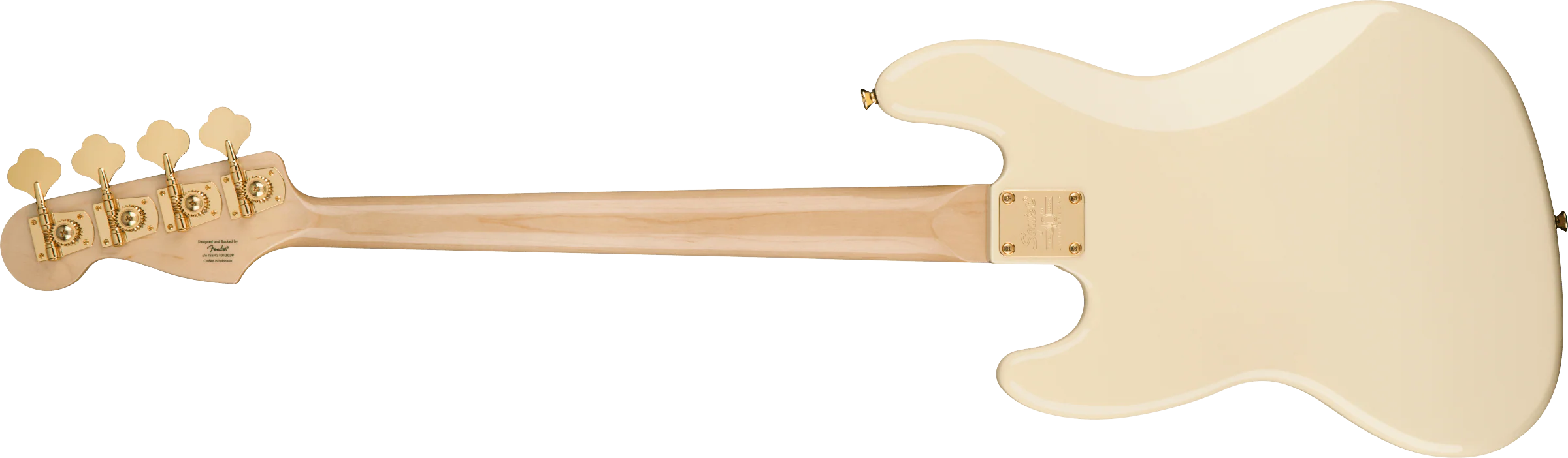 Squier 40th Anniversary Jazz Bass Gold Edition Olympic White Bass Guitar - Image 5