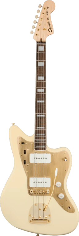 Squier 40th Anniversary Jazzmaster Gold Edition Olympic White Electric Guitar - Image 2