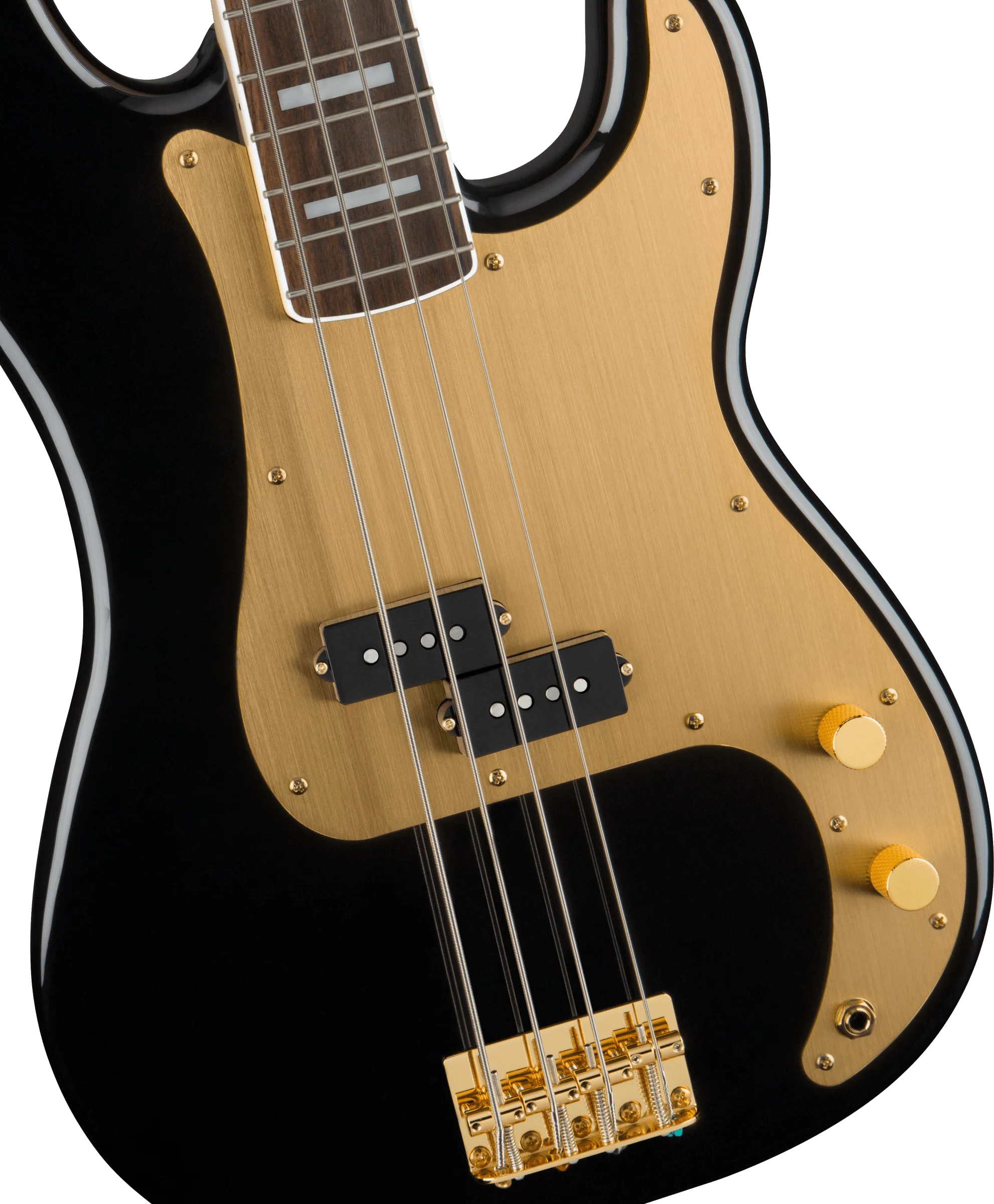 Squier 40th Anniversary Precision Bass Gold Edition Black Bass Guitar - Image 3