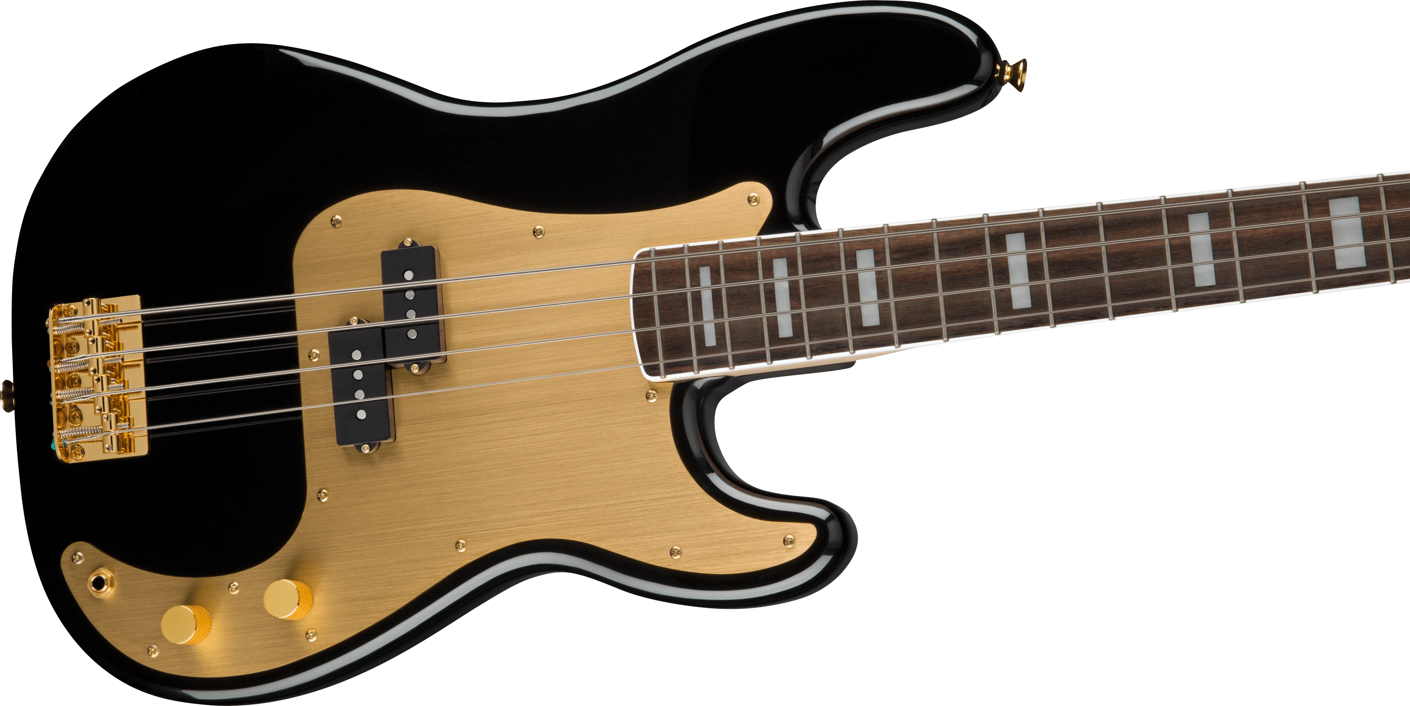 Squier 40th Anniversary Precision Bass Gold Edition Black Bass Guitar - Image 4