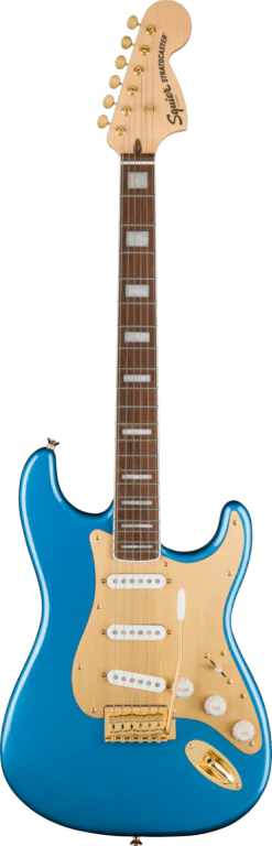 Squier 40th Anniversary Stratocaster Gold Edition Lake Placid Blue Electric Guitar - Image 2