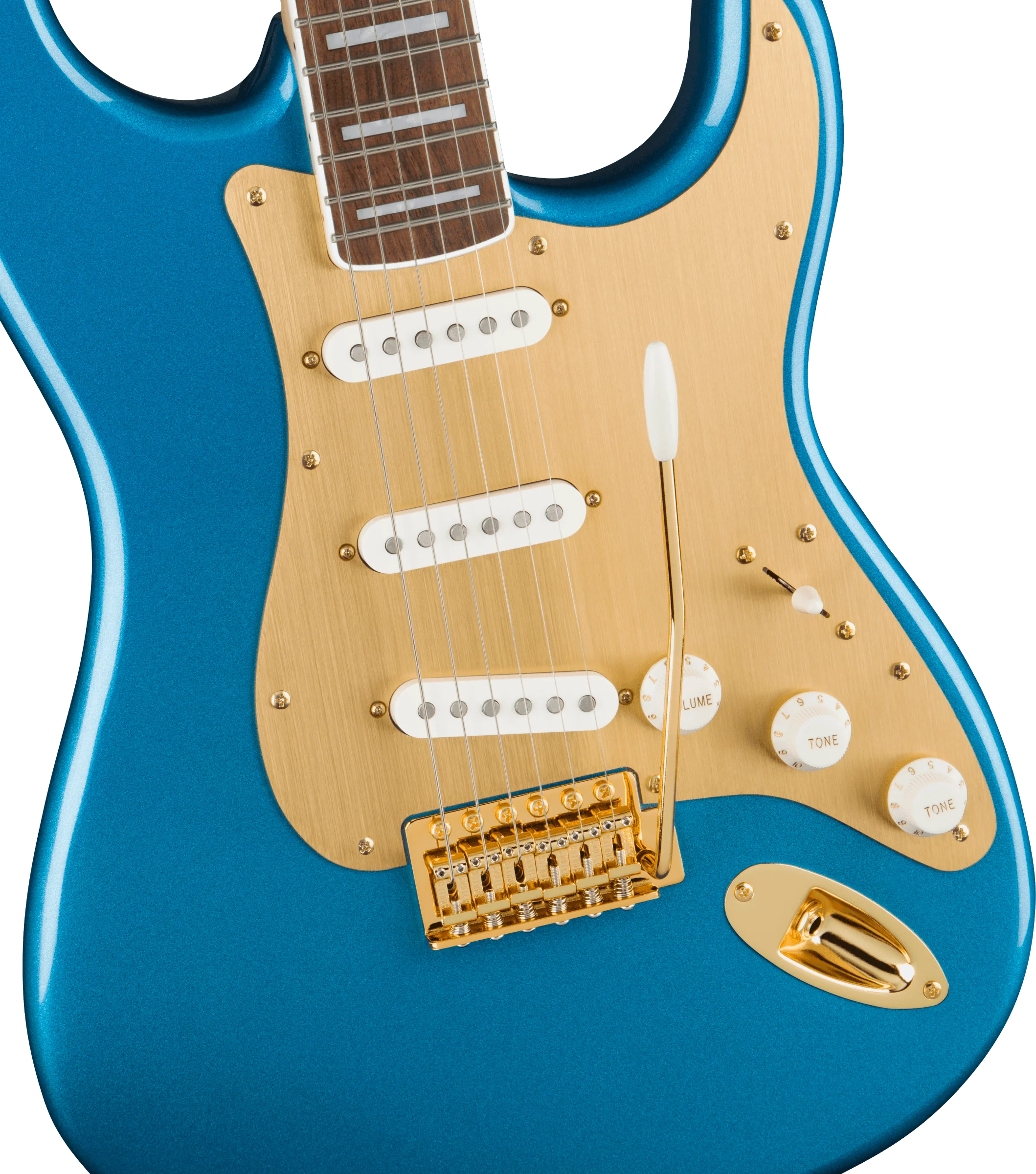 Squier 40th Anniversary Stratocaster Gold Edition Lake Placid Blue Electric Guitar - Image 3