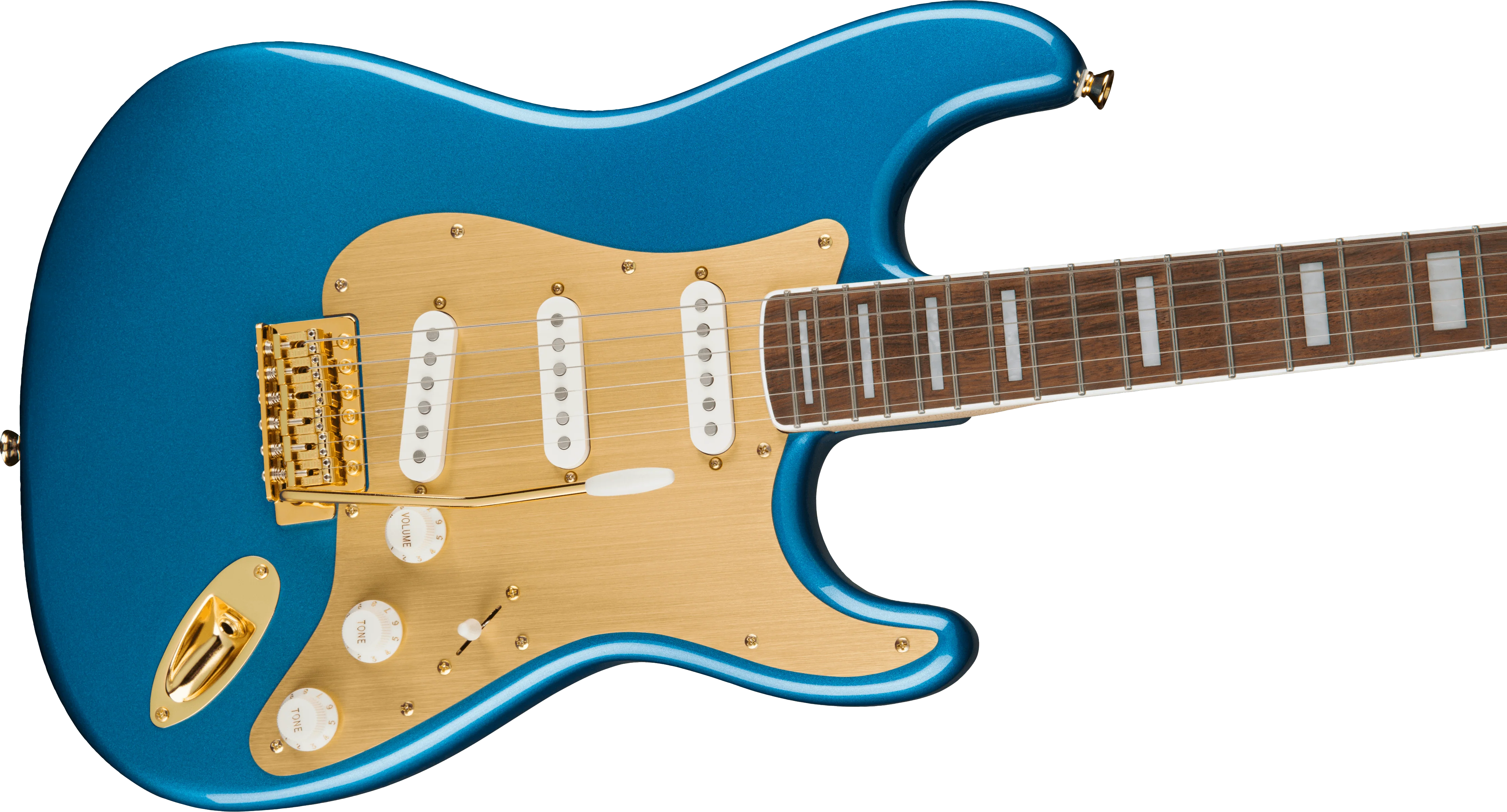 Squier 40th Anniversary Stratocaster Gold Edition Lake Placid Blue Electric Guitar - Image 4