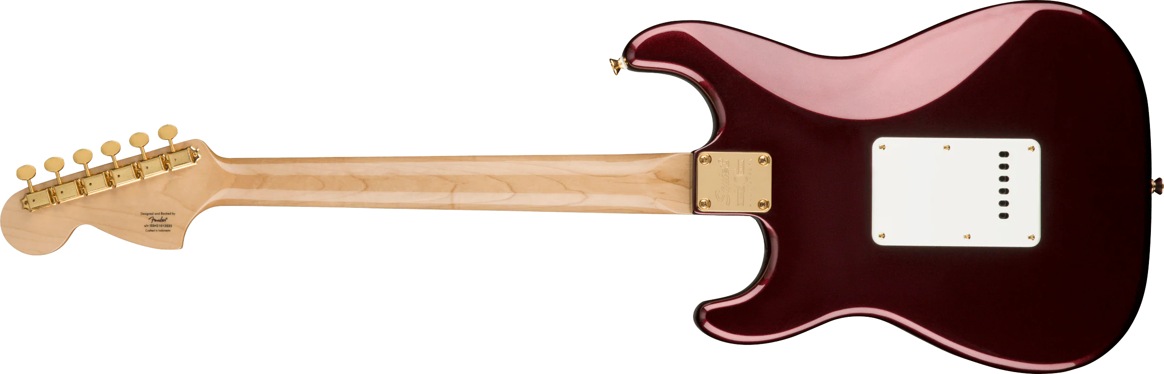 Squier 40th Anniversary Stratocaster Gold Edition Ruby Red Metallic Electric Guitar - Image 5