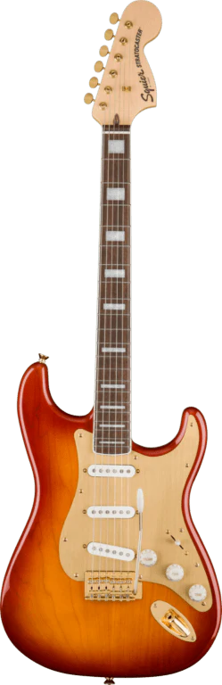 Squier 40th Anniversary Stratocaster Gold Edition Sienna Sunburst Electric Guitar - Image 2