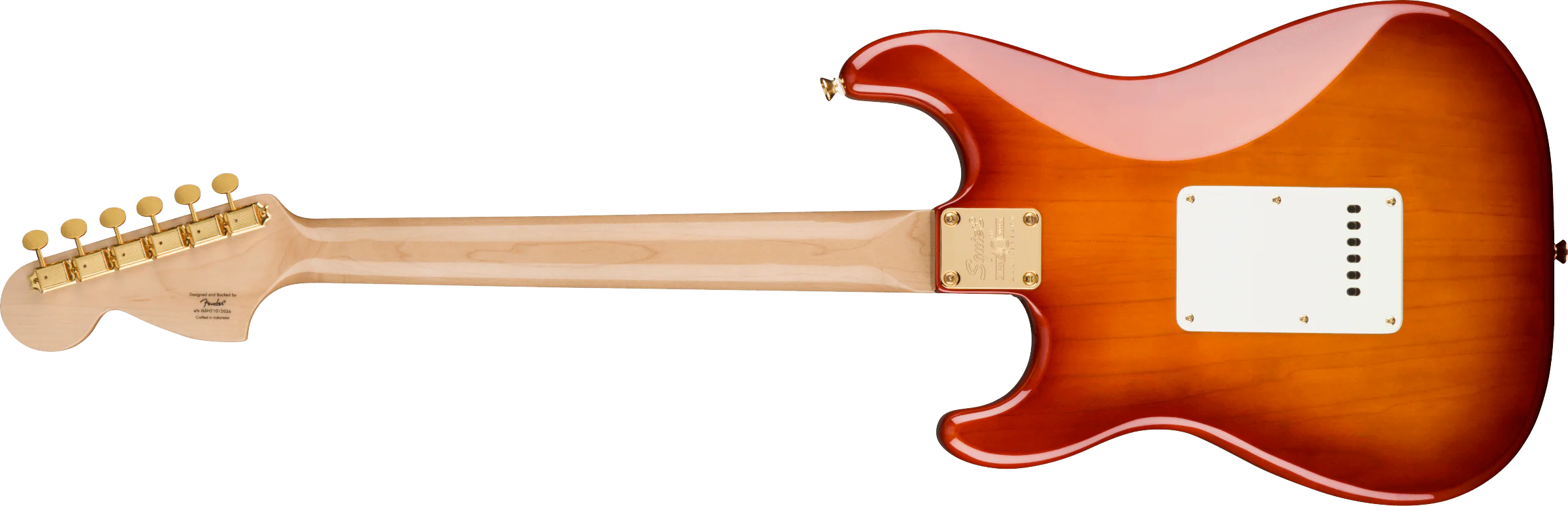 Squier 40th Anniversary Stratocaster Gold Edition Sienna Sunburst Electric Guitar - Image 5