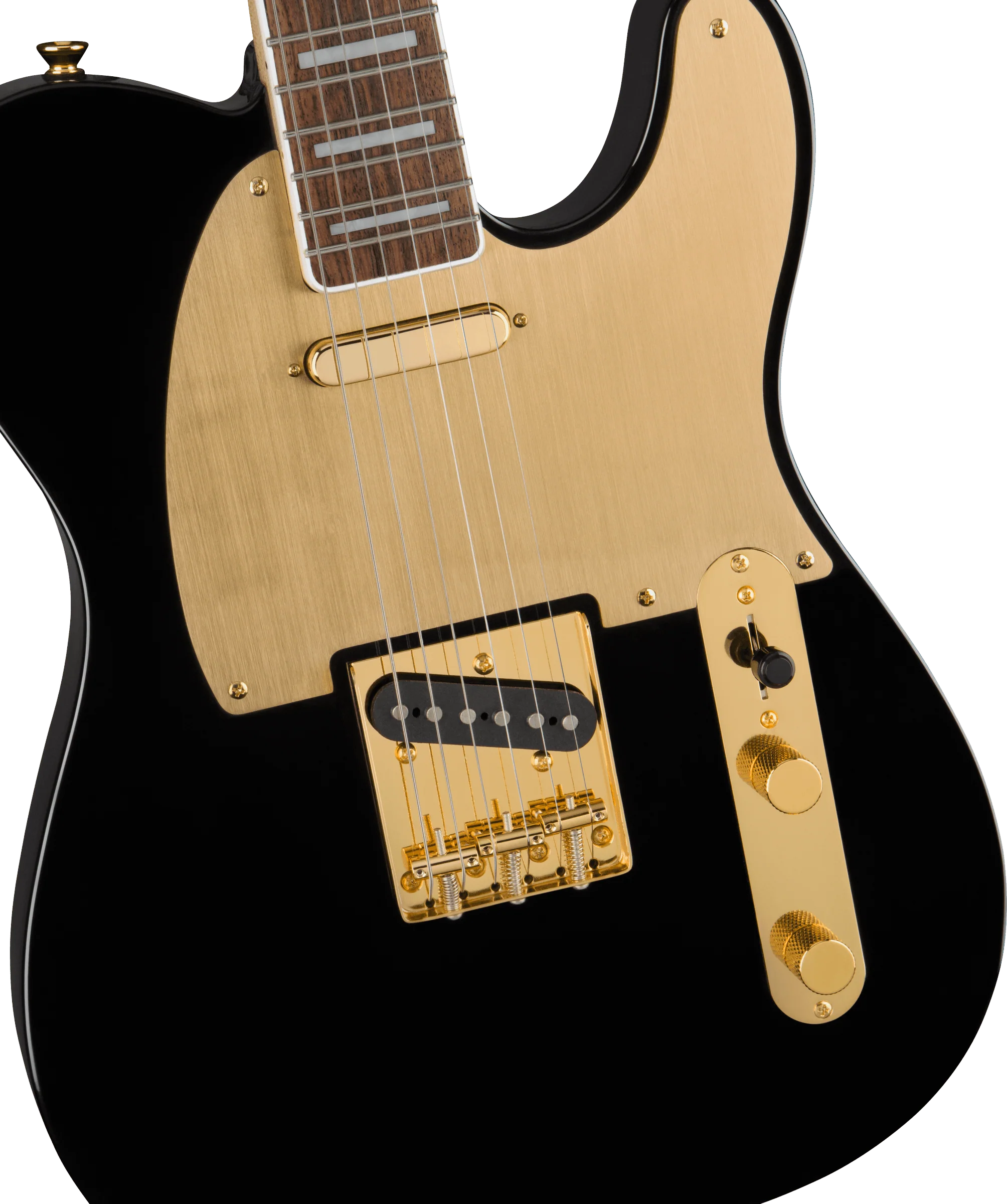 Squier 40th Anniversary Telecaster Gold Edition Black Electric Guitar - Image 3