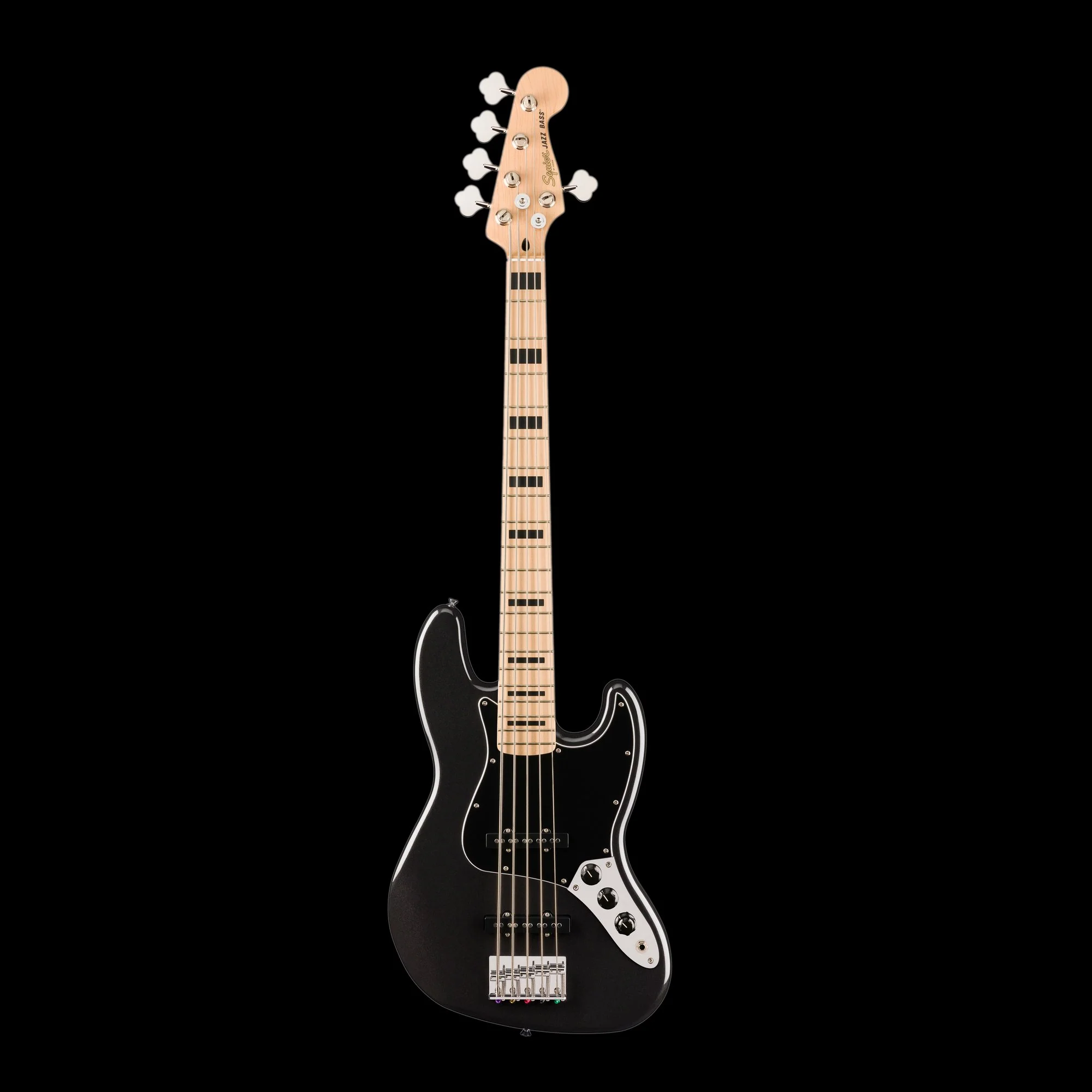 Squier Affinity Series Active Jazz Bass V Maple Fingerboard Black Pickguard Black Metallic - Image 2