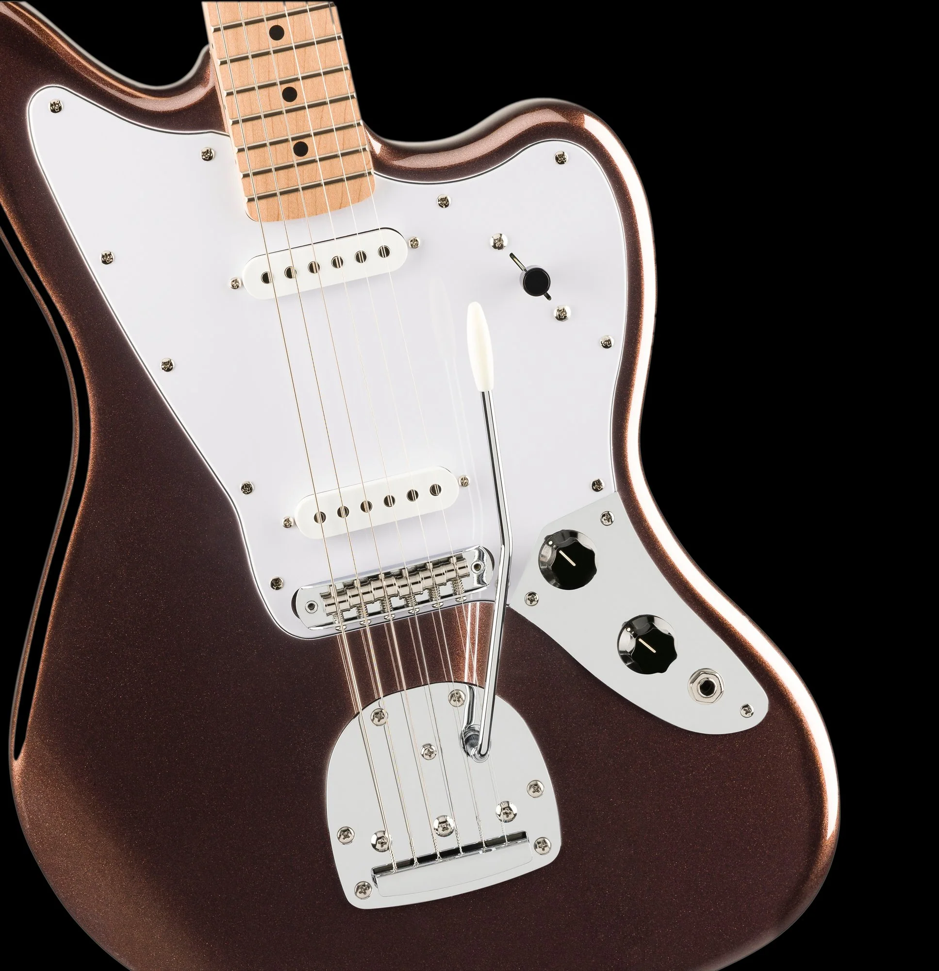 Squier Affinity Series Jaguar Maple Fingerboard White Pickguard Mystic Metallic Brown - Image 3