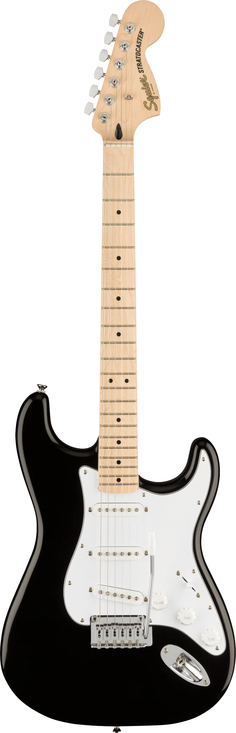 Squier Affinity Series Stratocaster Maple Fingerboard White Pickguard Black - Image 2