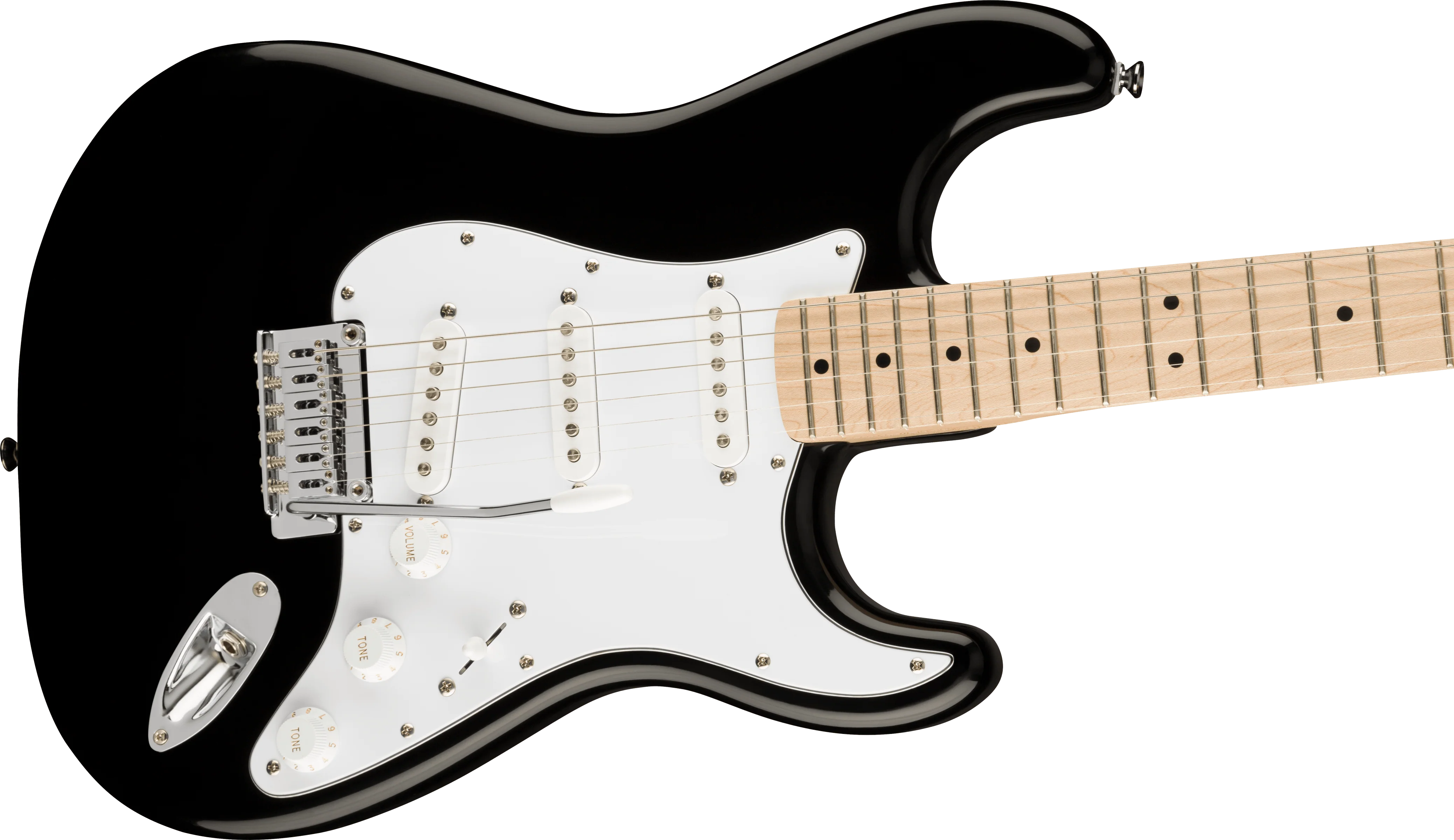 Squier Affinity Series Stratocaster Maple Fingerboard White Pickguard Black - Image 4