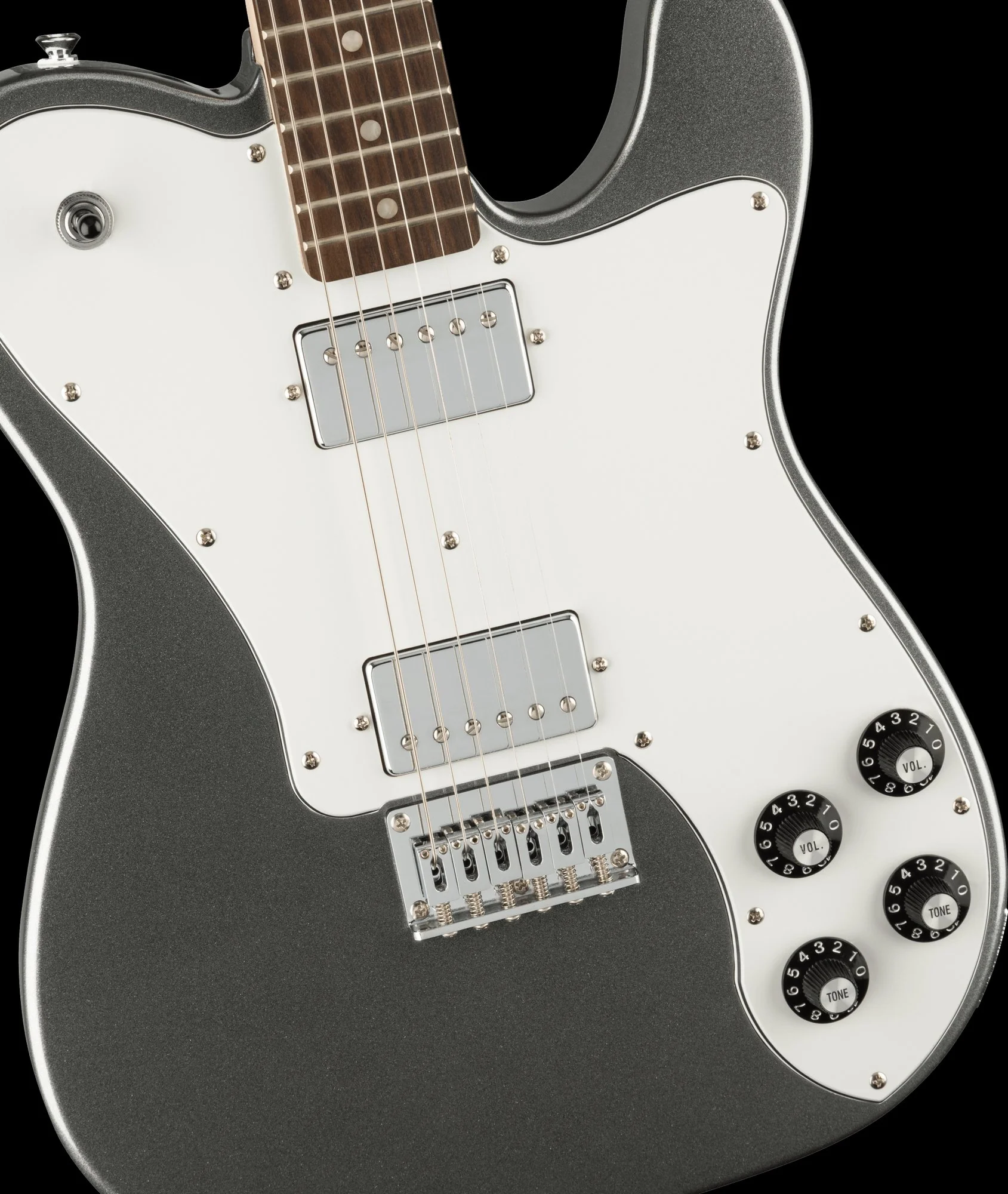 Squier Affinity Series Telecaster Deluxe Laurel Fingerboard White Pickguard Charcoal Frost Metallic - Image 3