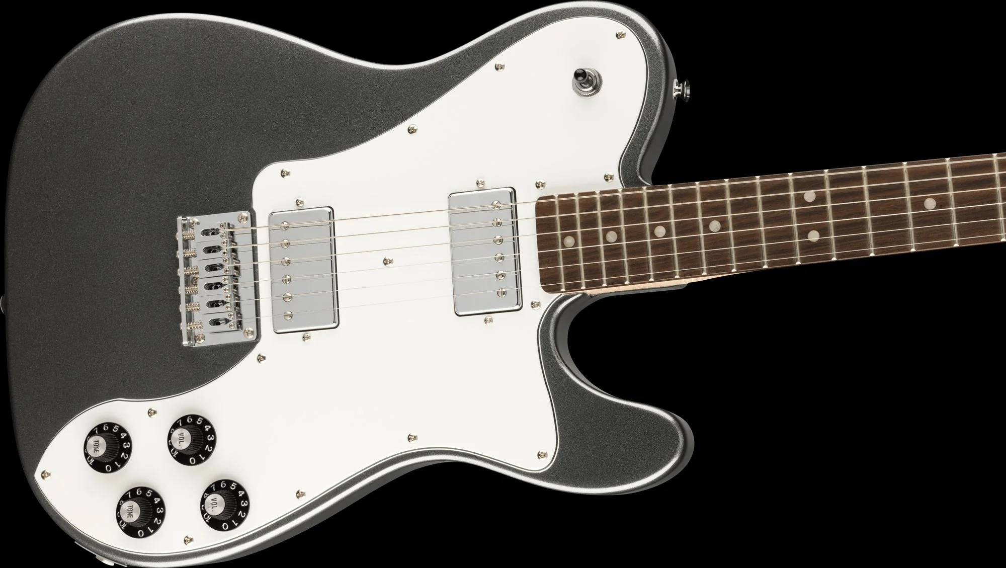 Squier Affinity Series Telecaster Deluxe Laurel Fingerboard White Pickguard Charcoal Frost Metallic - Image 4