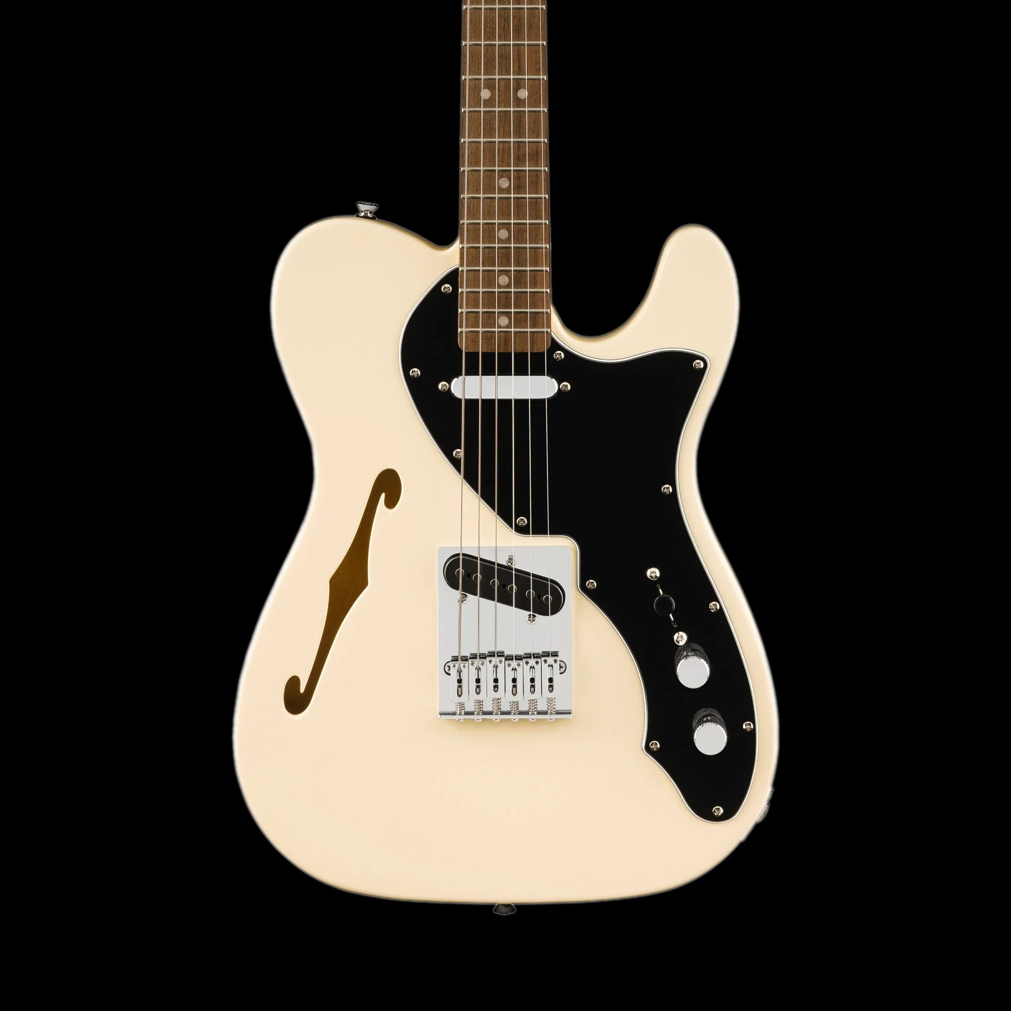 Squier Affinity Series Telecaster Thinline Laurel Fingerboard Black Pickguard Olympic White