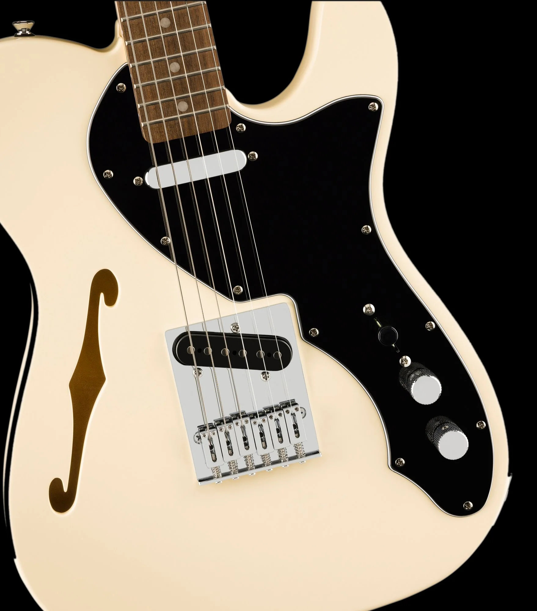 Squier Affinity Series Telecaster Thinline Laurel Fingerboard Black Pickguard Olympic White - Image 4
