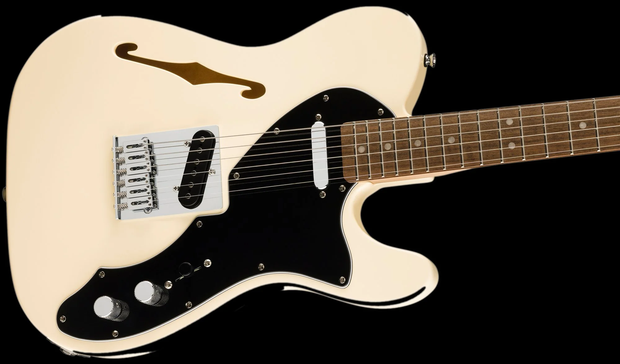 Squier Affinity Series Telecaster Thinline Laurel Fingerboard Black Pickguard Olympic White - Image 5