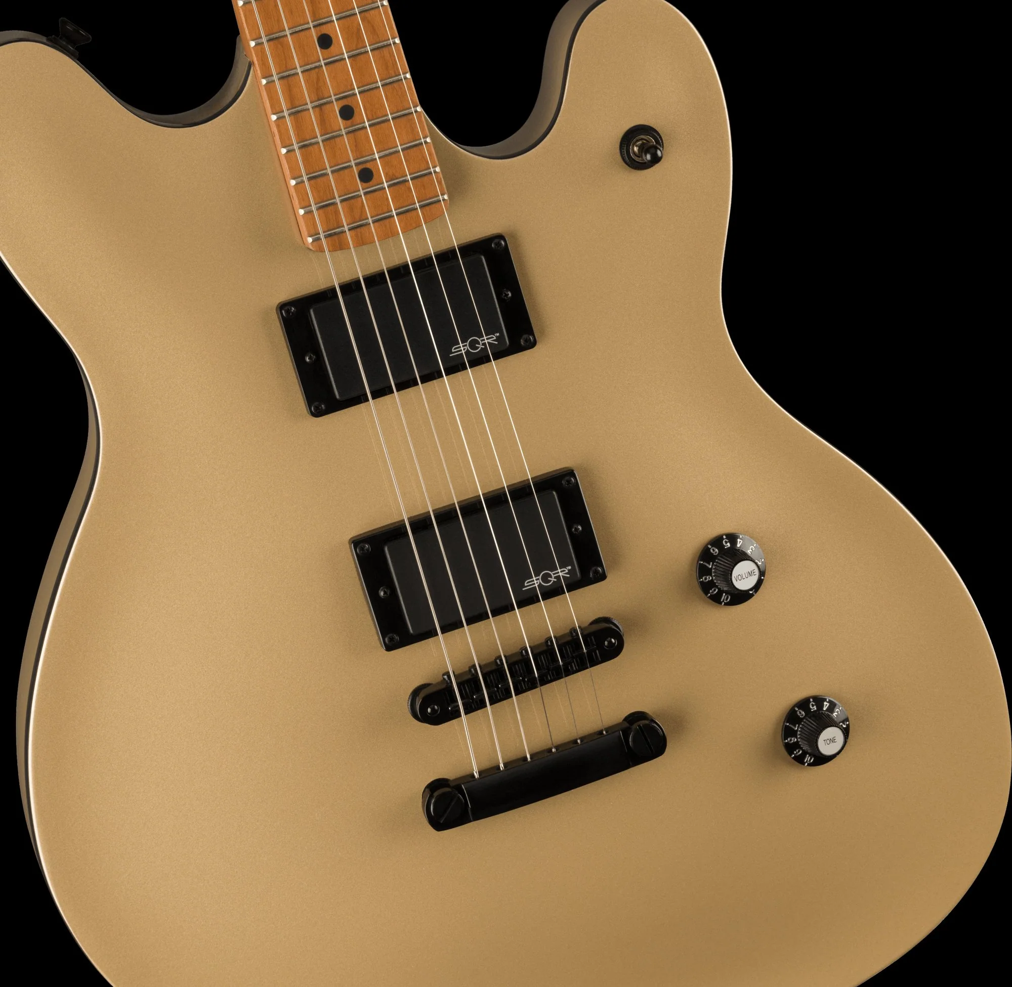 Squier Contemporary Active Starcaster Roasted Maple Fingerboard Shoreline Gold Electric Guitar - Image 3