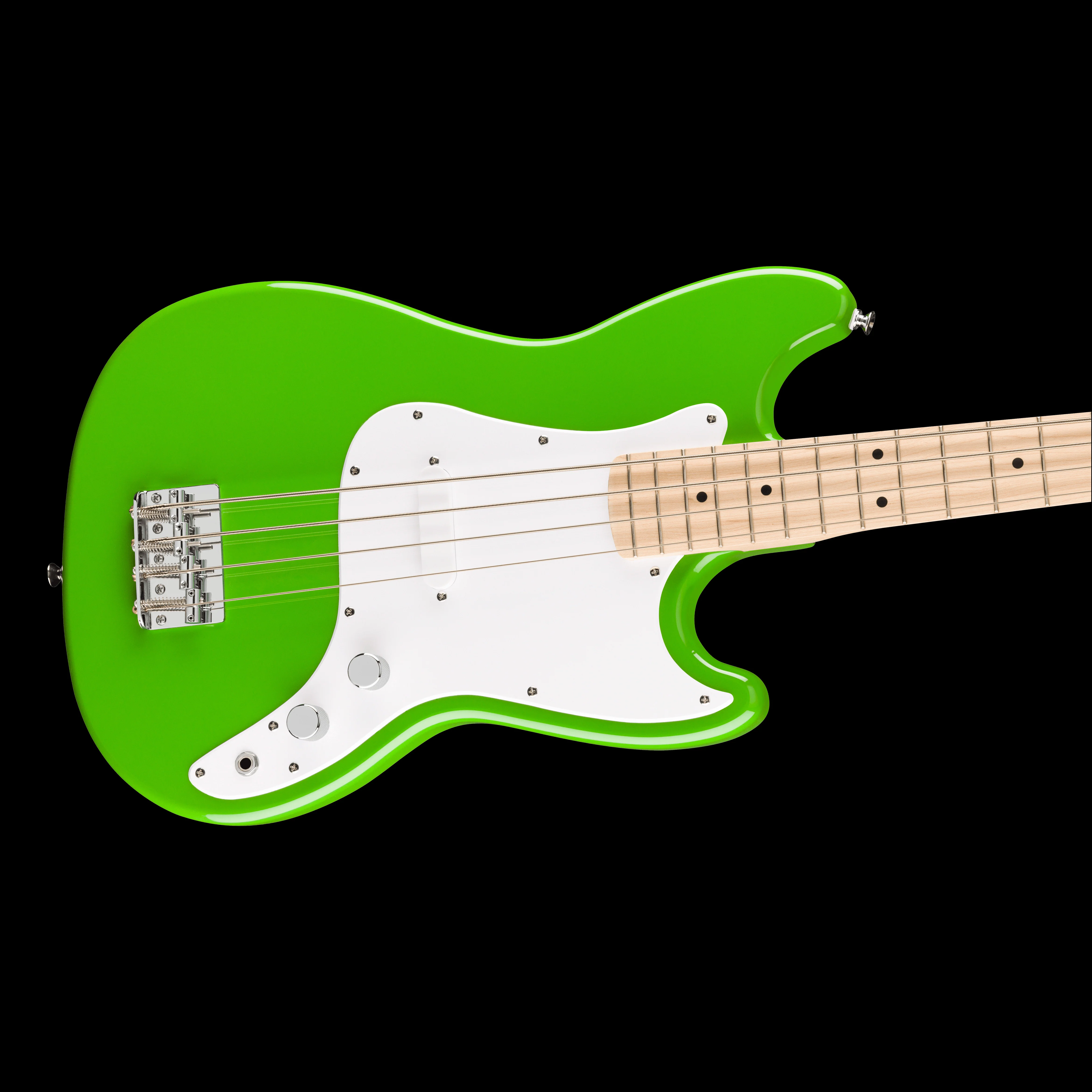 Squier FSR Sonic Bronco Bass Maple Fingerboard White Pickguard Lime Green - Image 3