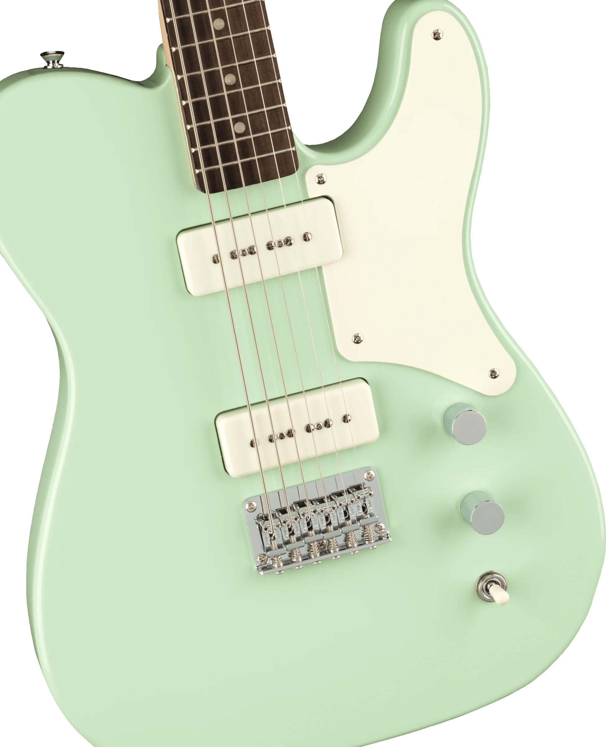 Squier Paranormal Baritone Cabronita Telecaster Parchment Guard Surf Green - Image 3