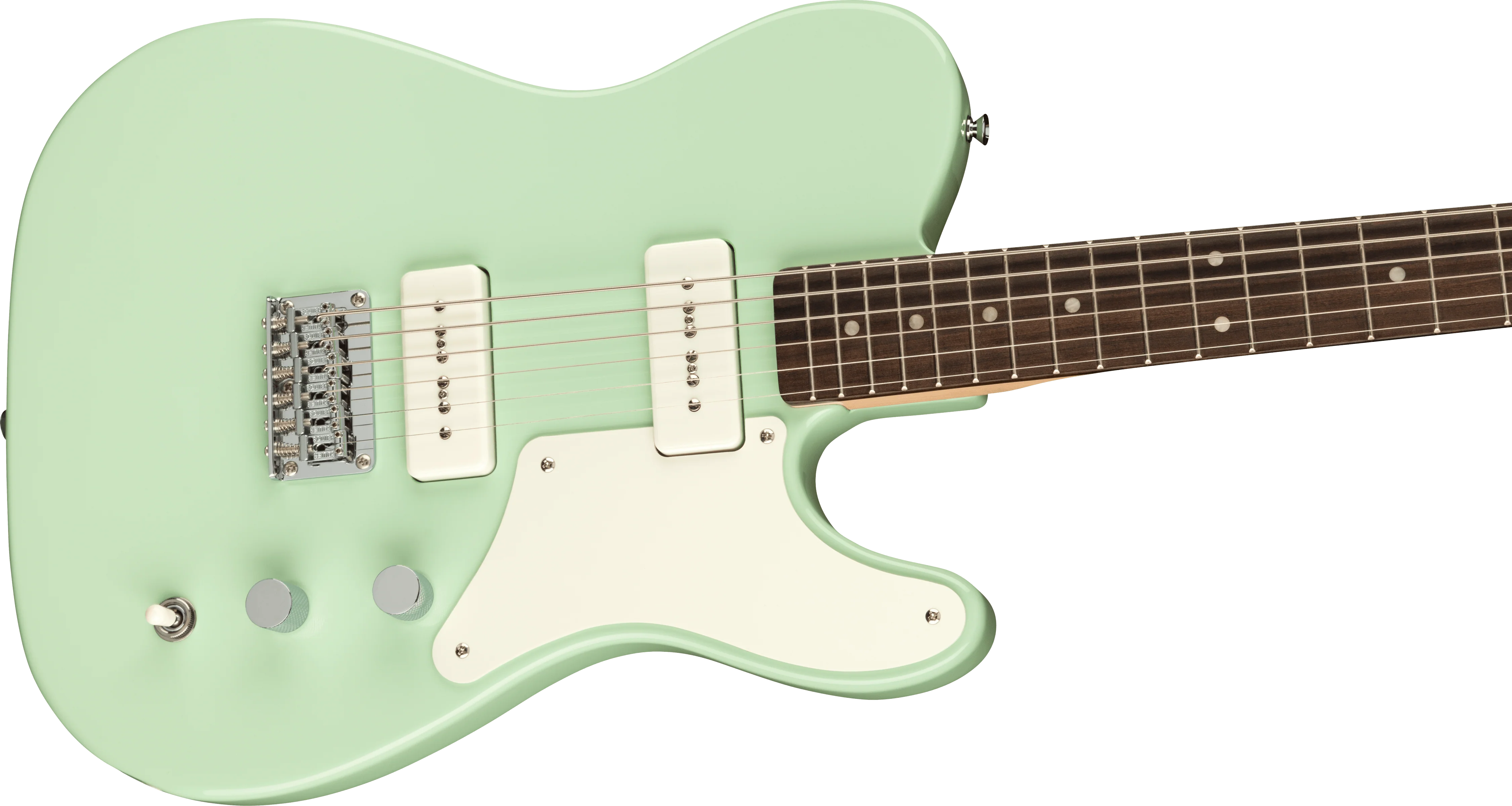 Squier Paranormal Baritone Cabronita Telecaster Parchment Guard Surf Green - Image 4